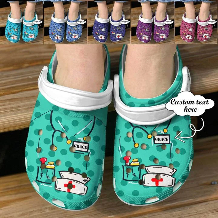 Footwearmerch Personalised - Nurse Heart Love Doctor Clog Shoes ND090 Crocs Crocband Clogs Shoes For Men Women