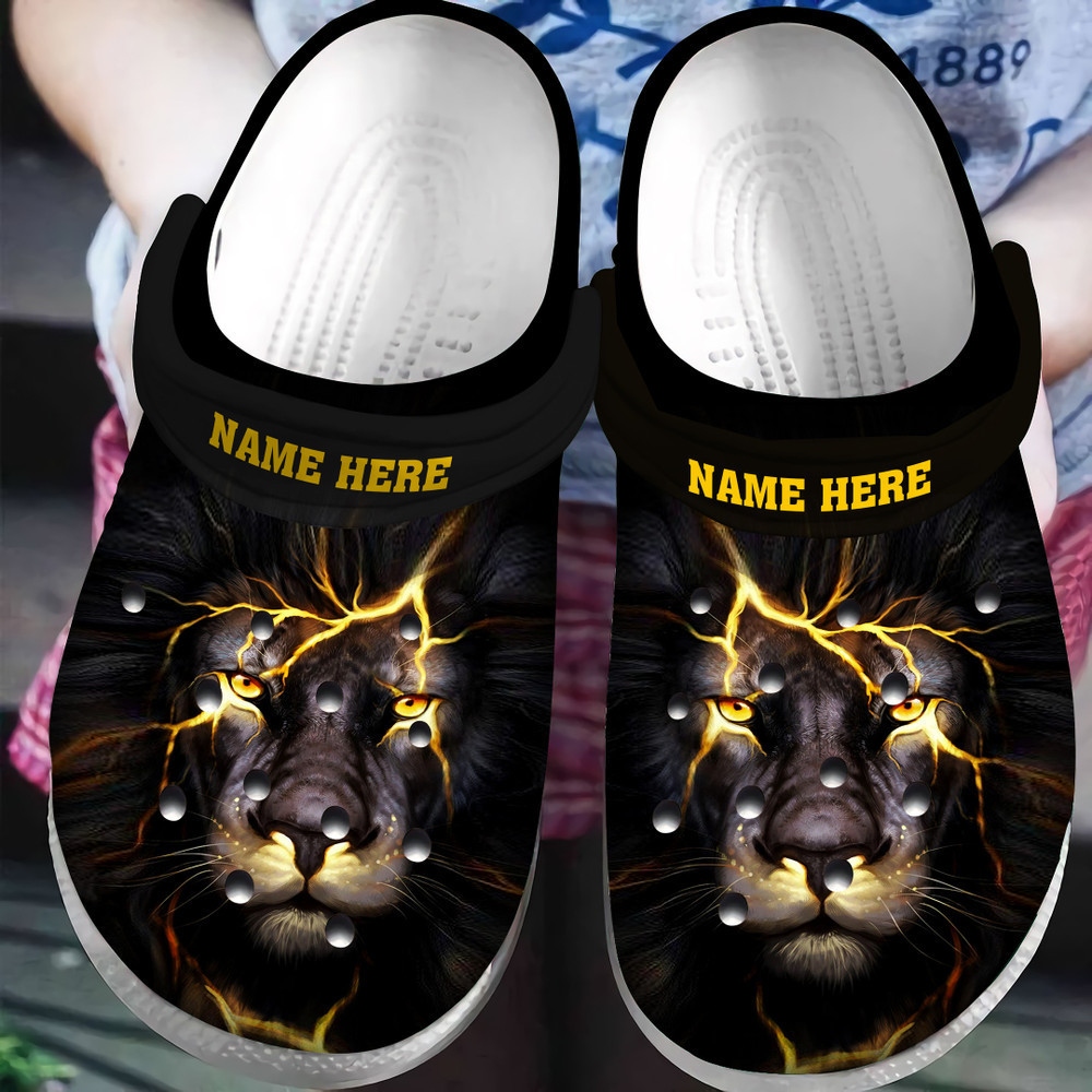 Footwearmerch Personalized African American Black Lion Classic Clogs Shoes