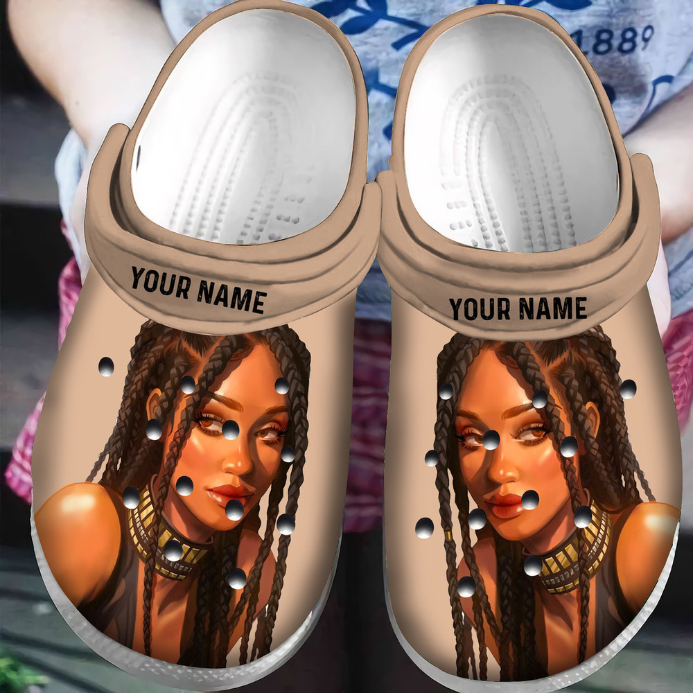 Footwearmerch Personalized Afro Black Girl African American Classic Clogs Shoes