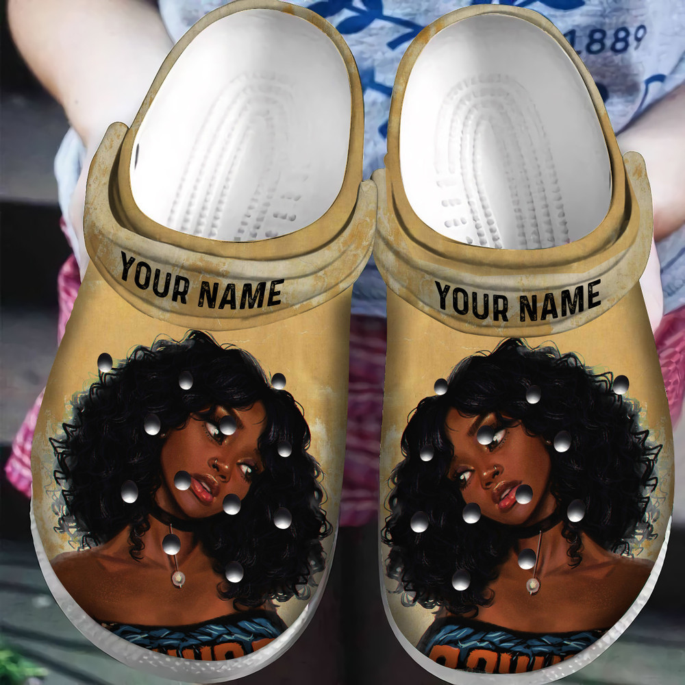 Footwearmerch Personalized Black Girl Art African American Classic Clogs Shoes