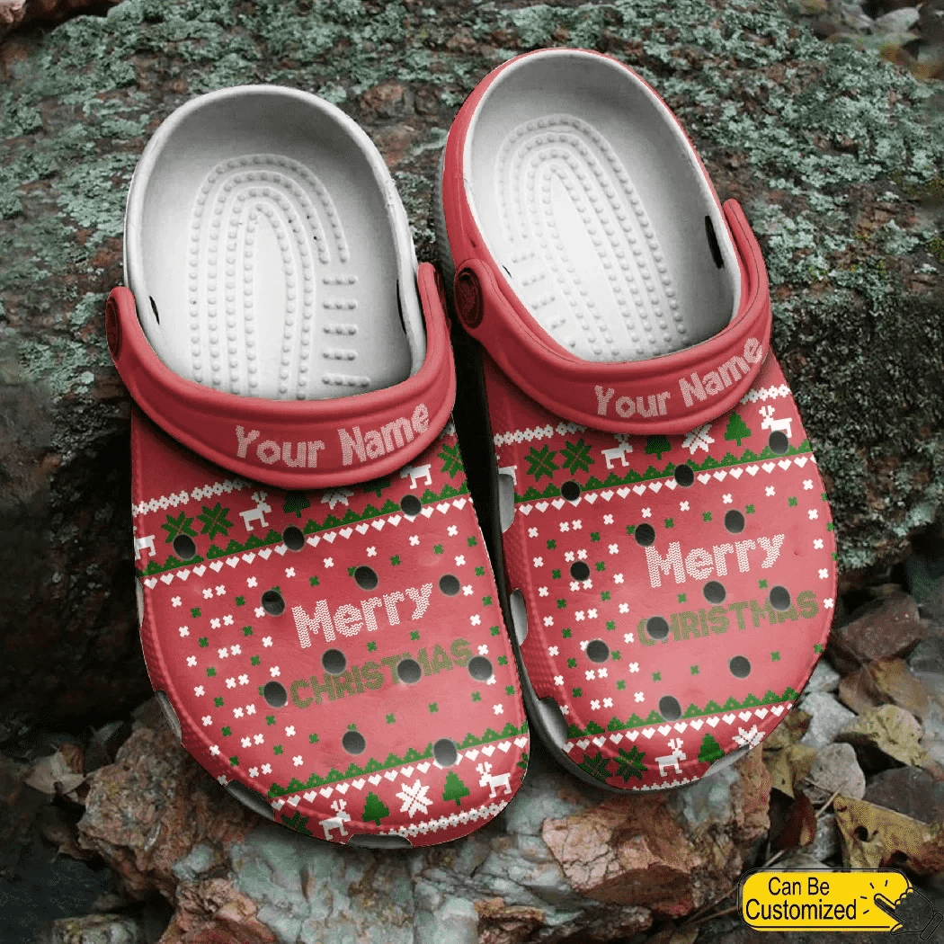Footwearmerch Personalized Christmas Ugly Sweater Classic Shoes Crocs Crocband Clogs Shoes For Men Women