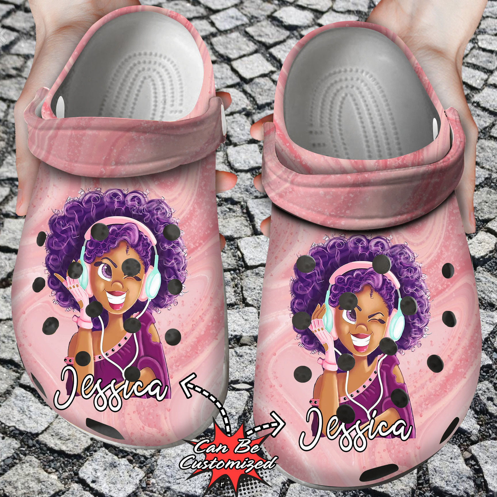 Footwearmerch Personalized Cute Little Princess Black Girl African American clog Shoes Custom