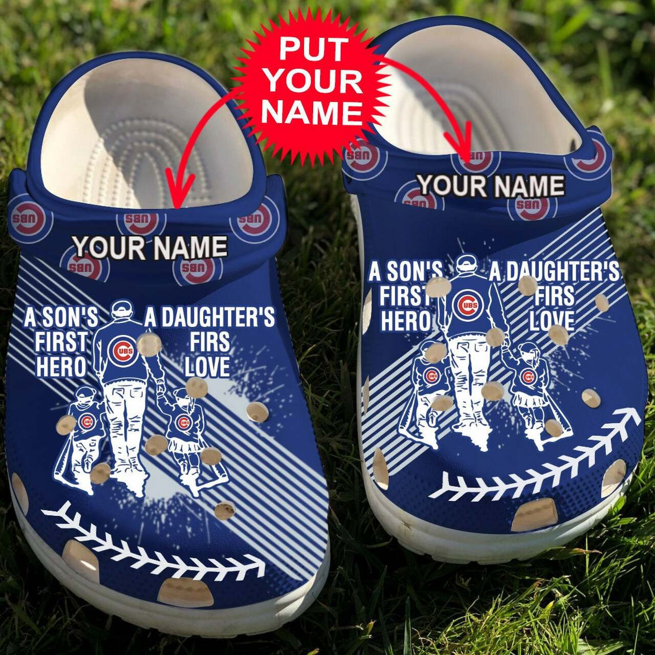 Footwearmerch Personalized Dad And Son Daughter Mlb Chicago Cubs Crocband Clogs