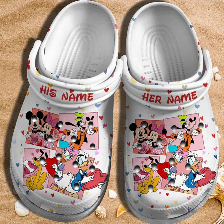 Footwearmerch Personalized Disney Mickey Fuzzy Crocs Clogs Comfortable Crocband Shoes For Men Women