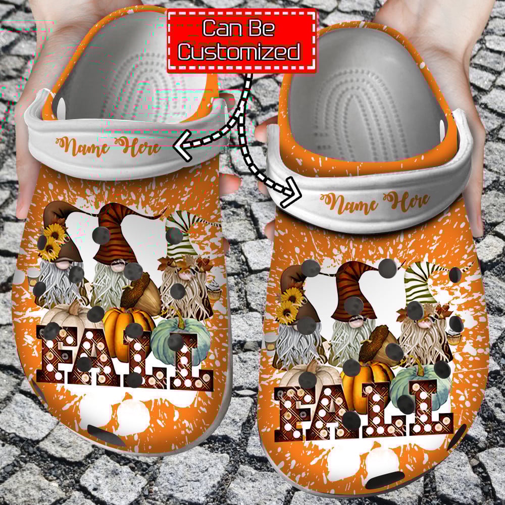 Footwearmerch Personalized Fall - Fall Gnomes Pumpkin Clog Shoes For Men And Women