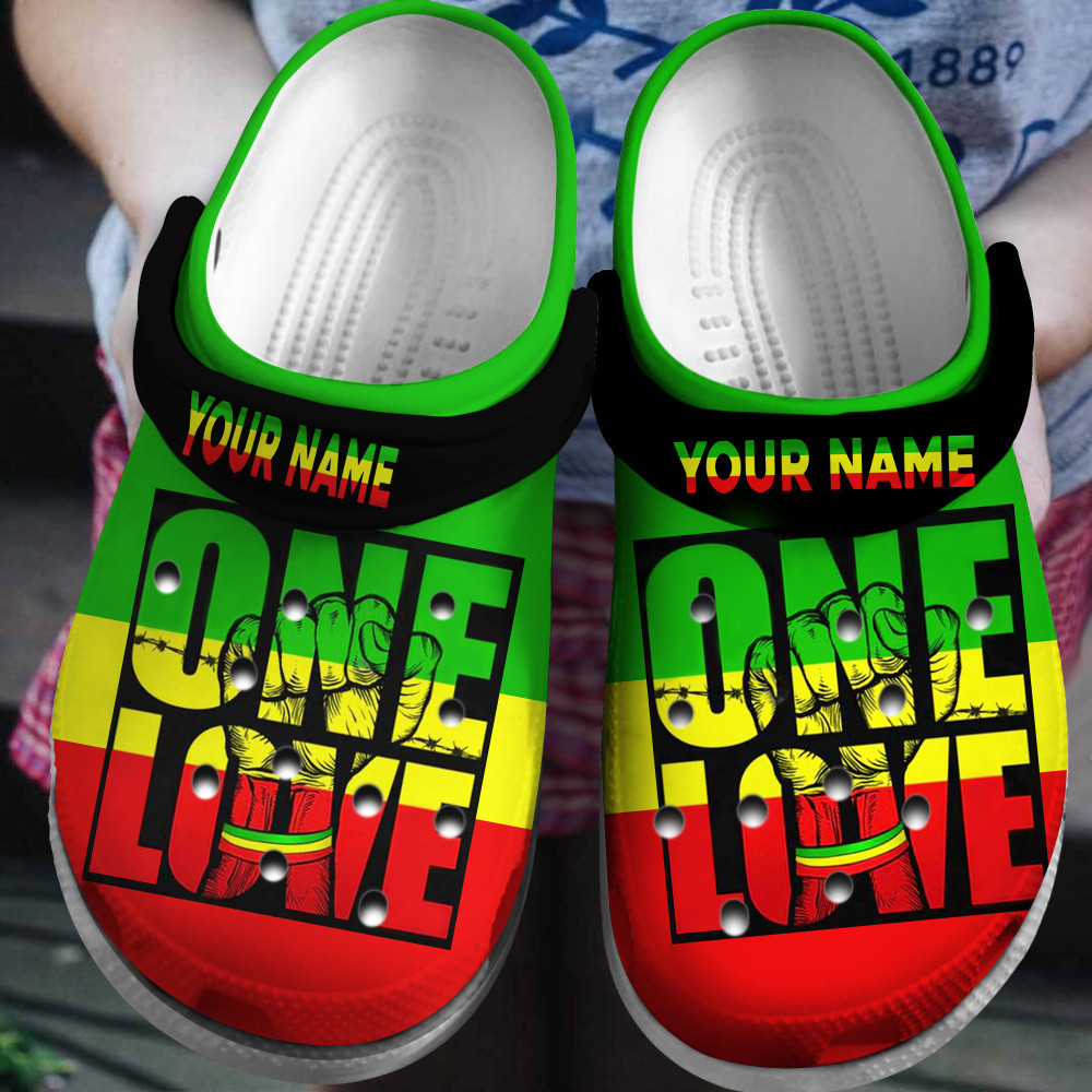 Footwearmerch Personalized One Love Strong Black History African American Classic Clog Shoes