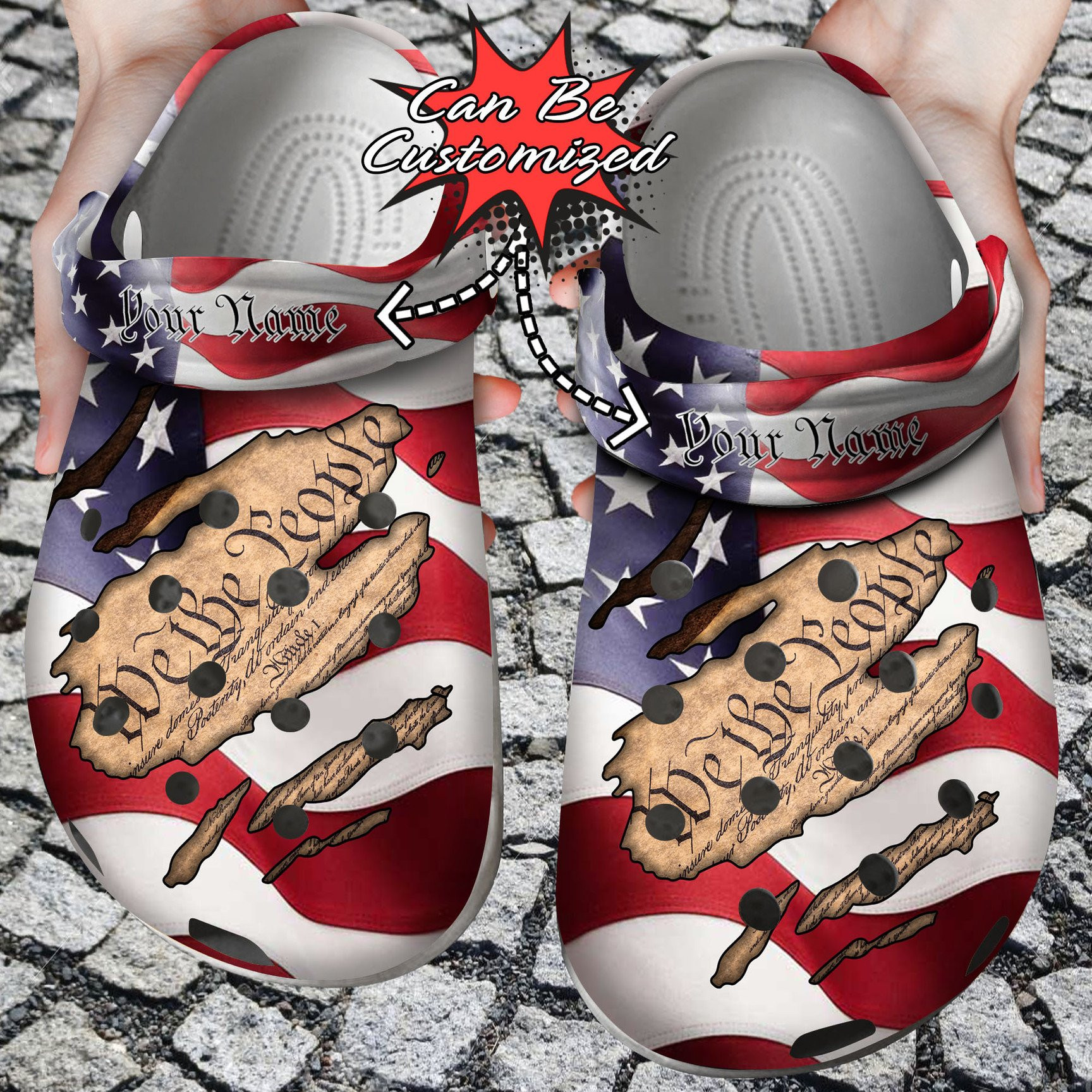 Footwearmerch Personalized Patriotic American We The People Constitution clog Shoes Custom