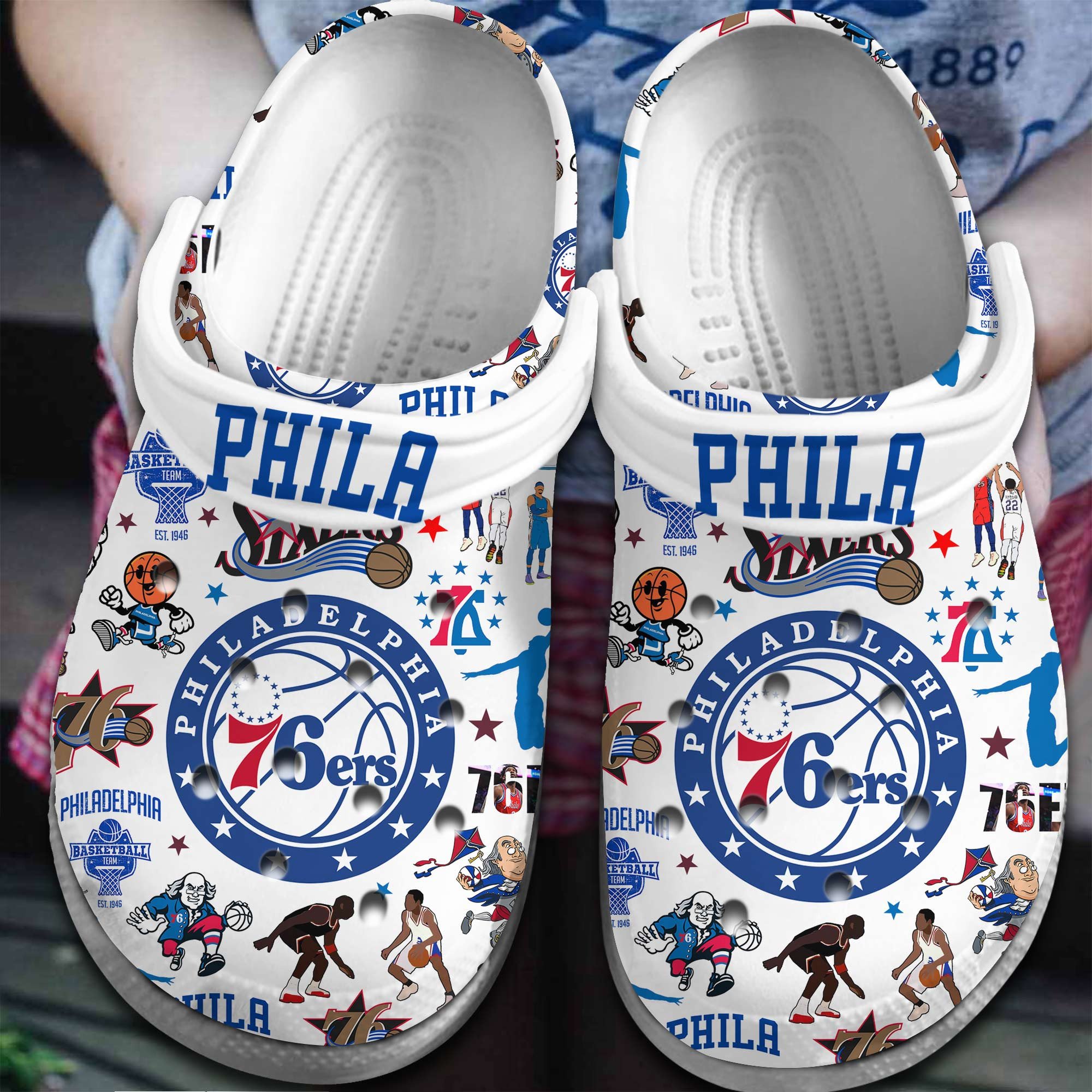 Footwearmerch Philadelphia 76ers NBA Basketball Sport Crocs Crocband Clogs Shoes Comfortable For Men Women and Kids