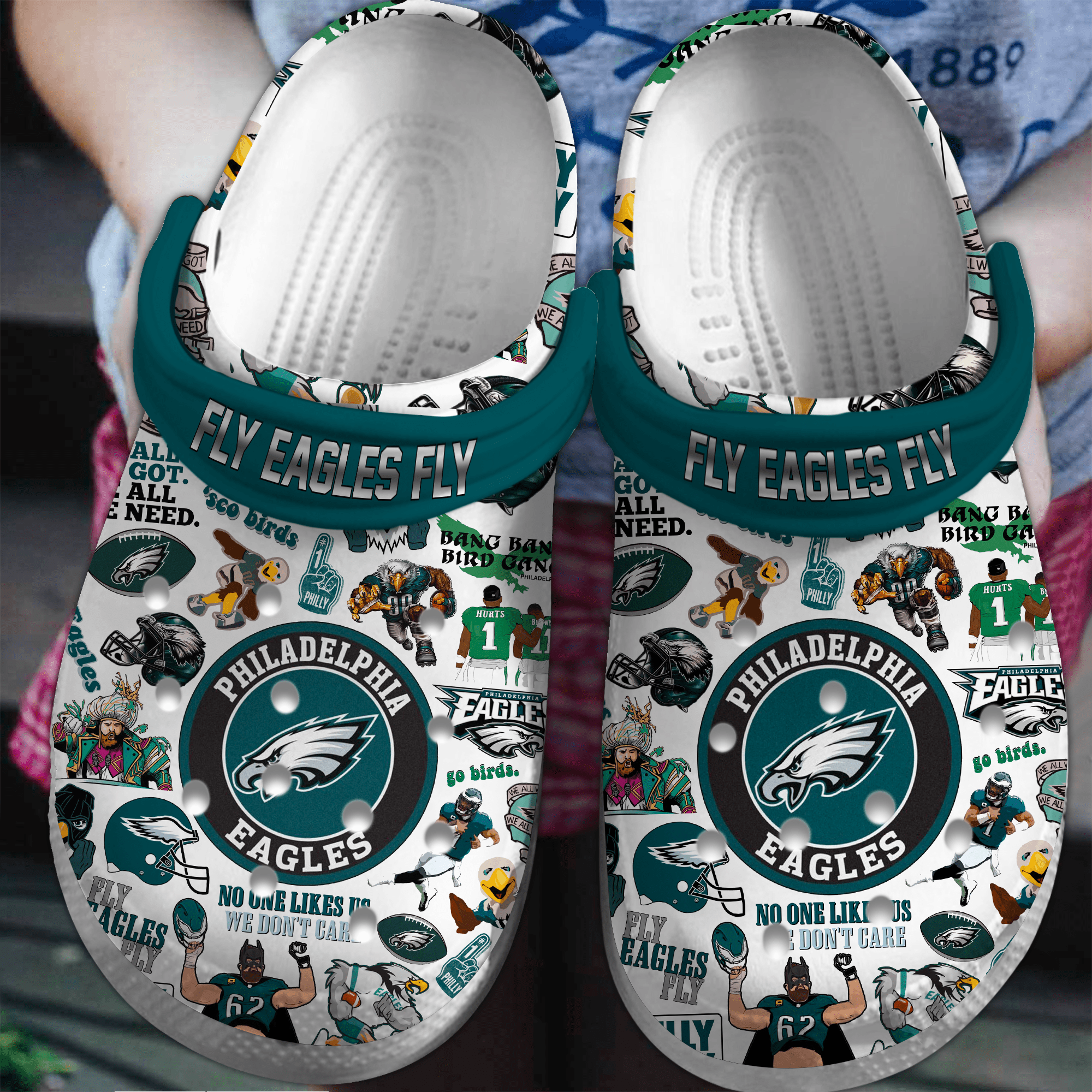 Footwearmerch Philadelphia Eagles NFL Sport Crocs Crocband Clogs Shoes Comfortable For Men Women and Kids