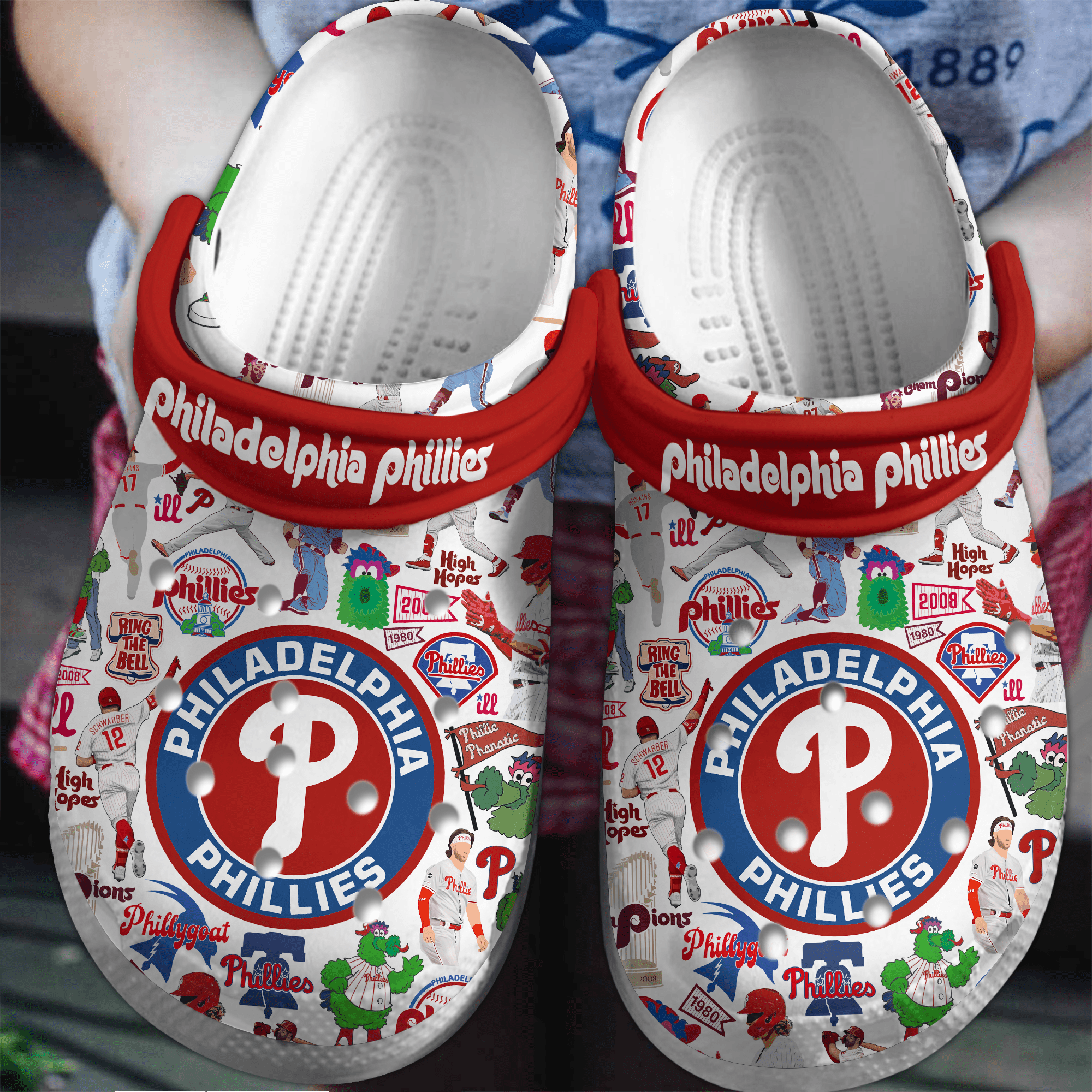 Footwearmerch Philadelphia Phillies MLB Sport Crocs Crocband Clogs Shoes Comfortable For Men Women and Kids