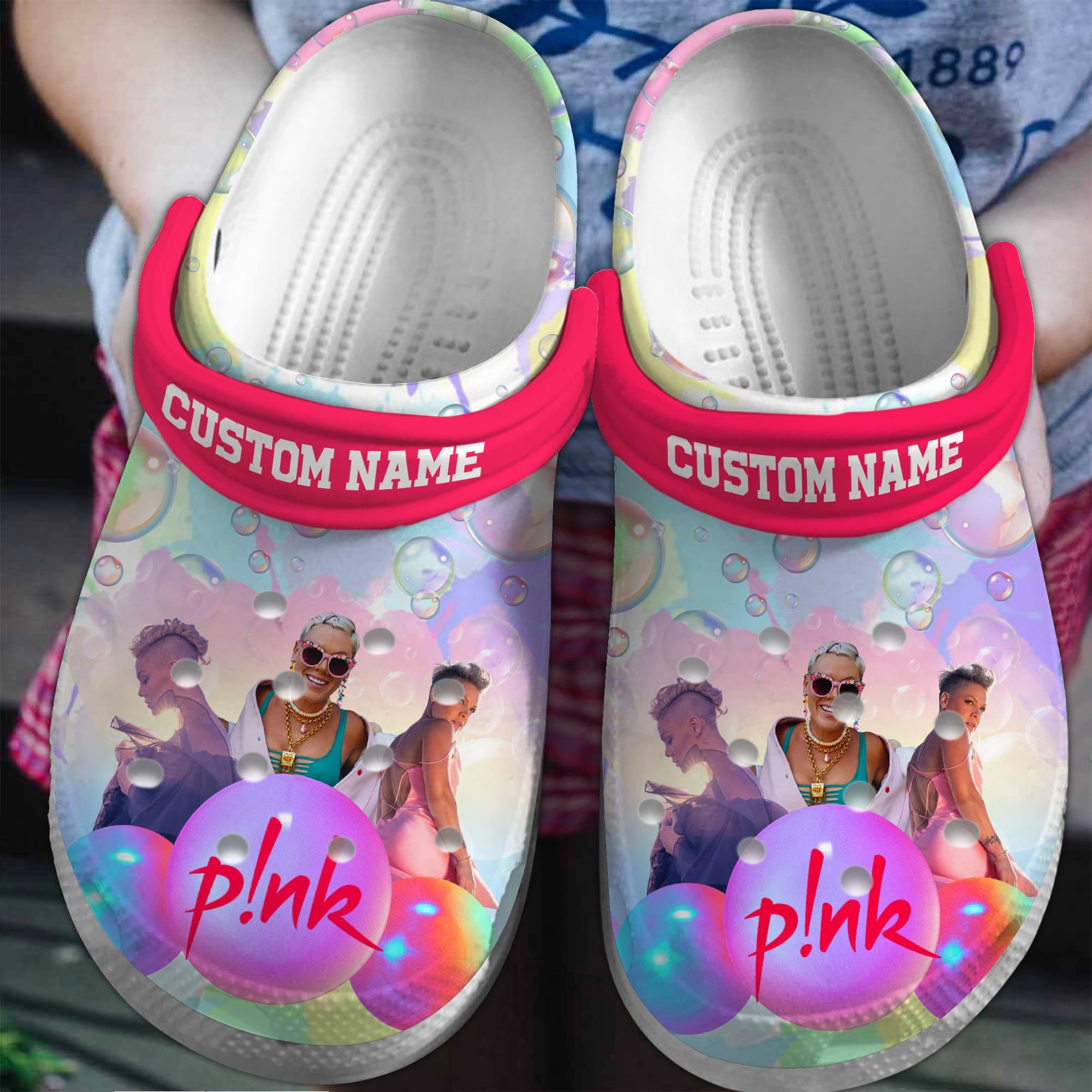 Footwearmerch Pink Music Crocs Crocband Clogs Shoes Comfortable For Men Women and Kids