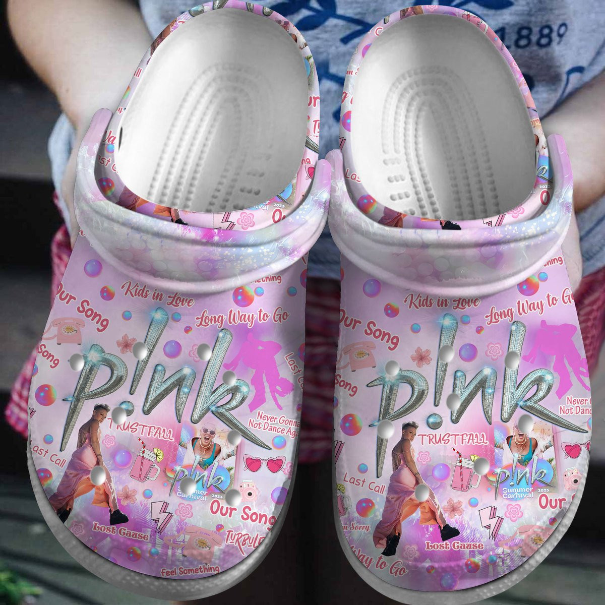 Footwearmerch Pink Music Crocs Crocband Clogs Shoes Comfortable For Men Women and Kids