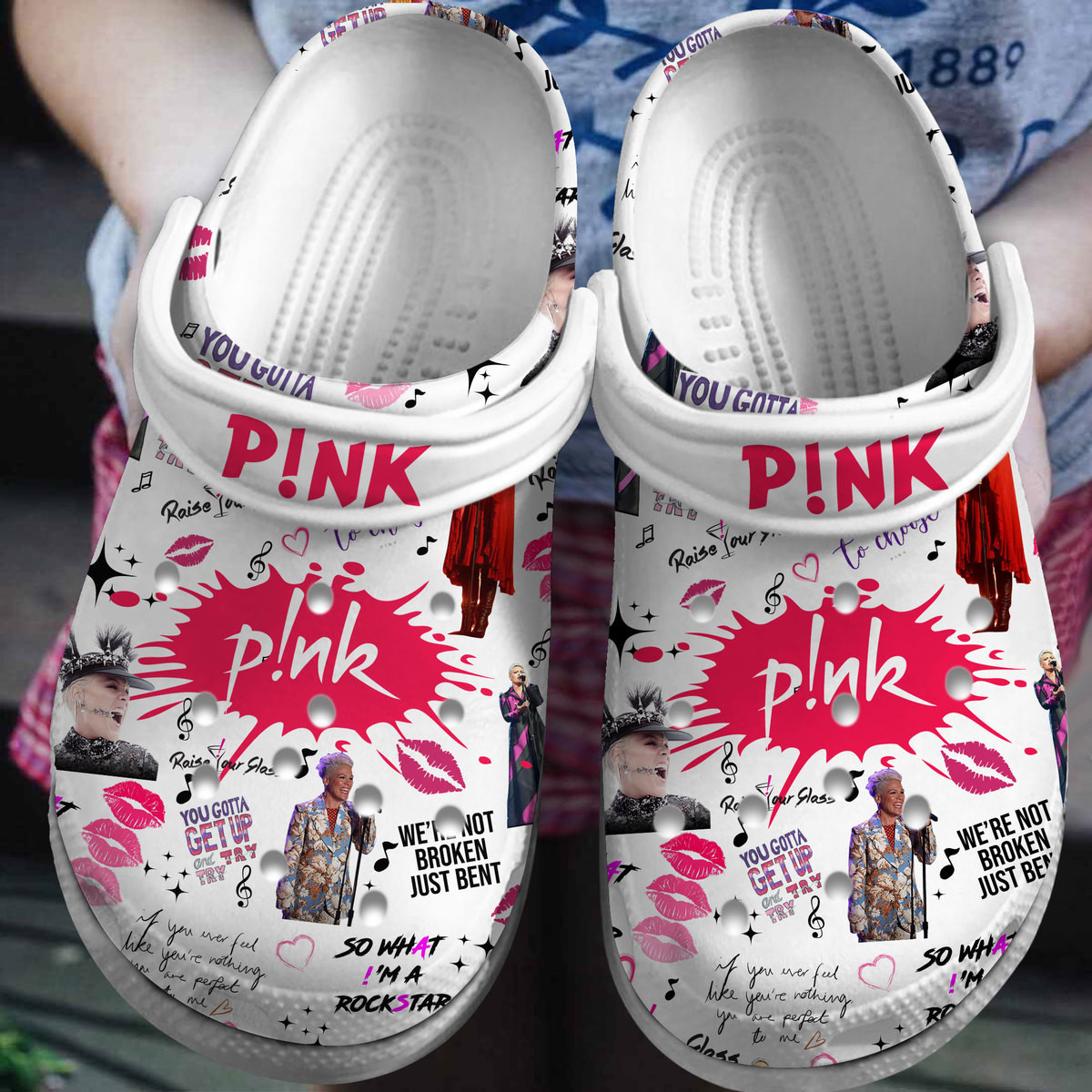 Footwearmerch Pink Music Crocs Crocband Clogs Shoes Comfortable For Men Women and Kids