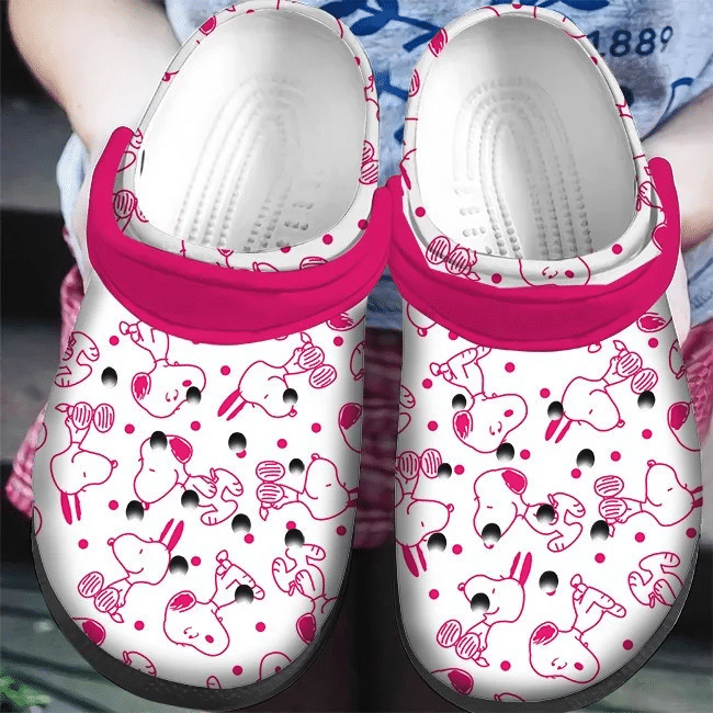 Footwearmerch Pink White Snoopy Pattern Clogs Shoes