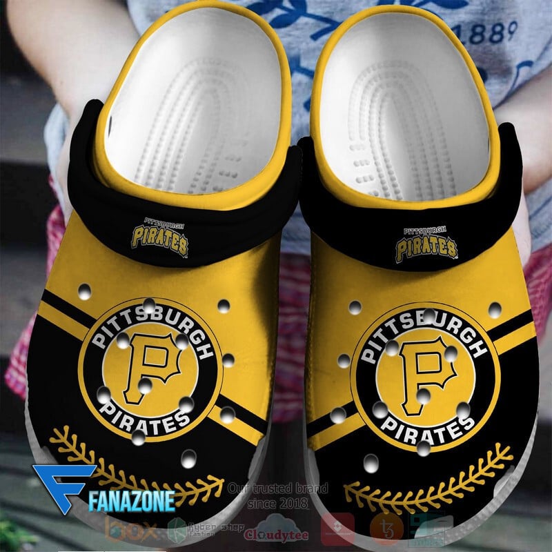 Footwearmerch Pittsburgh Pirates Yellow-Black MLB Sport Crocs Clogs Crocband Shoes Comfortable For Men Women and Kids