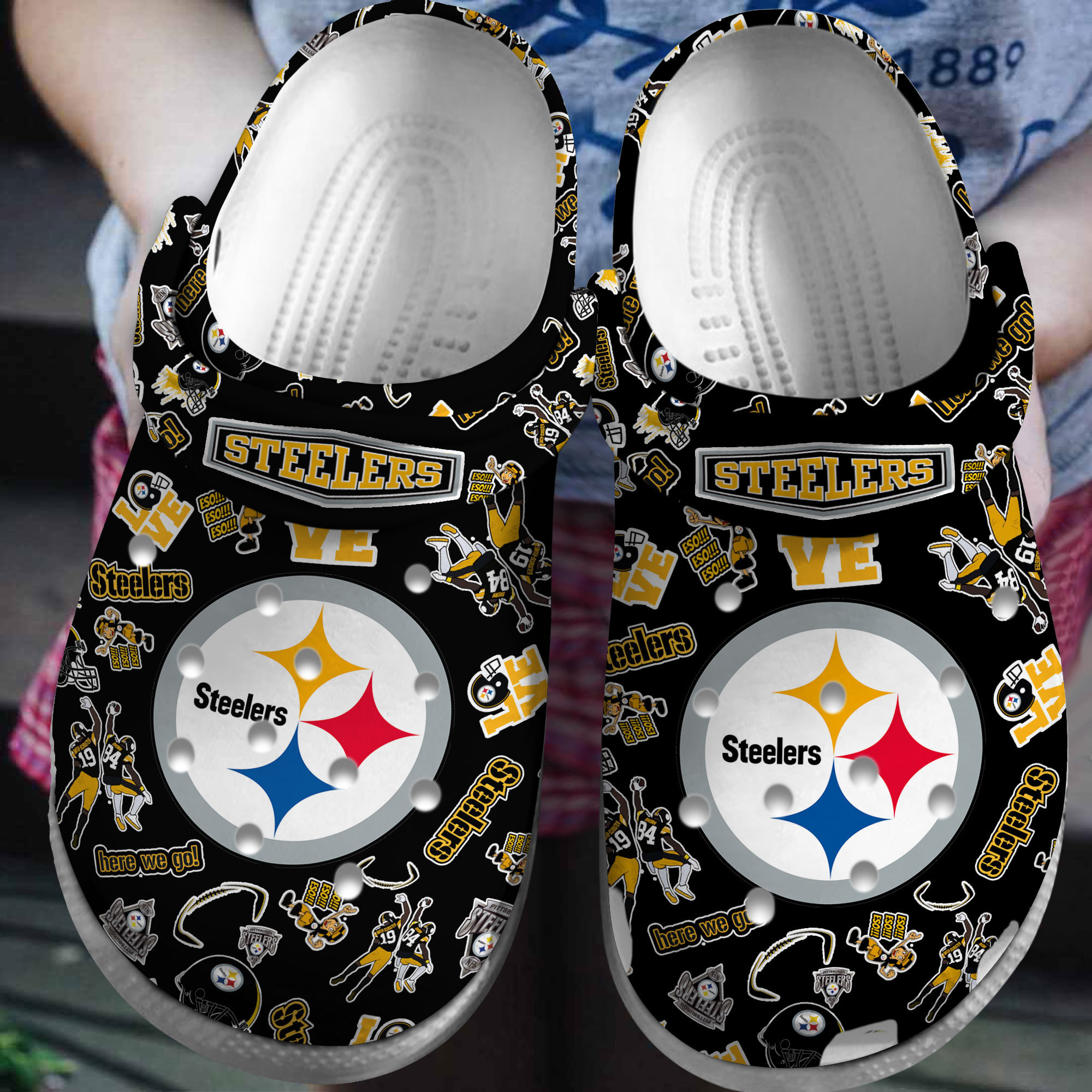 Footwearmerch Pittsburgh Steelers NFL Sport Crocs Crocband Clogs Shoes Comfortable For Men Women and Kids