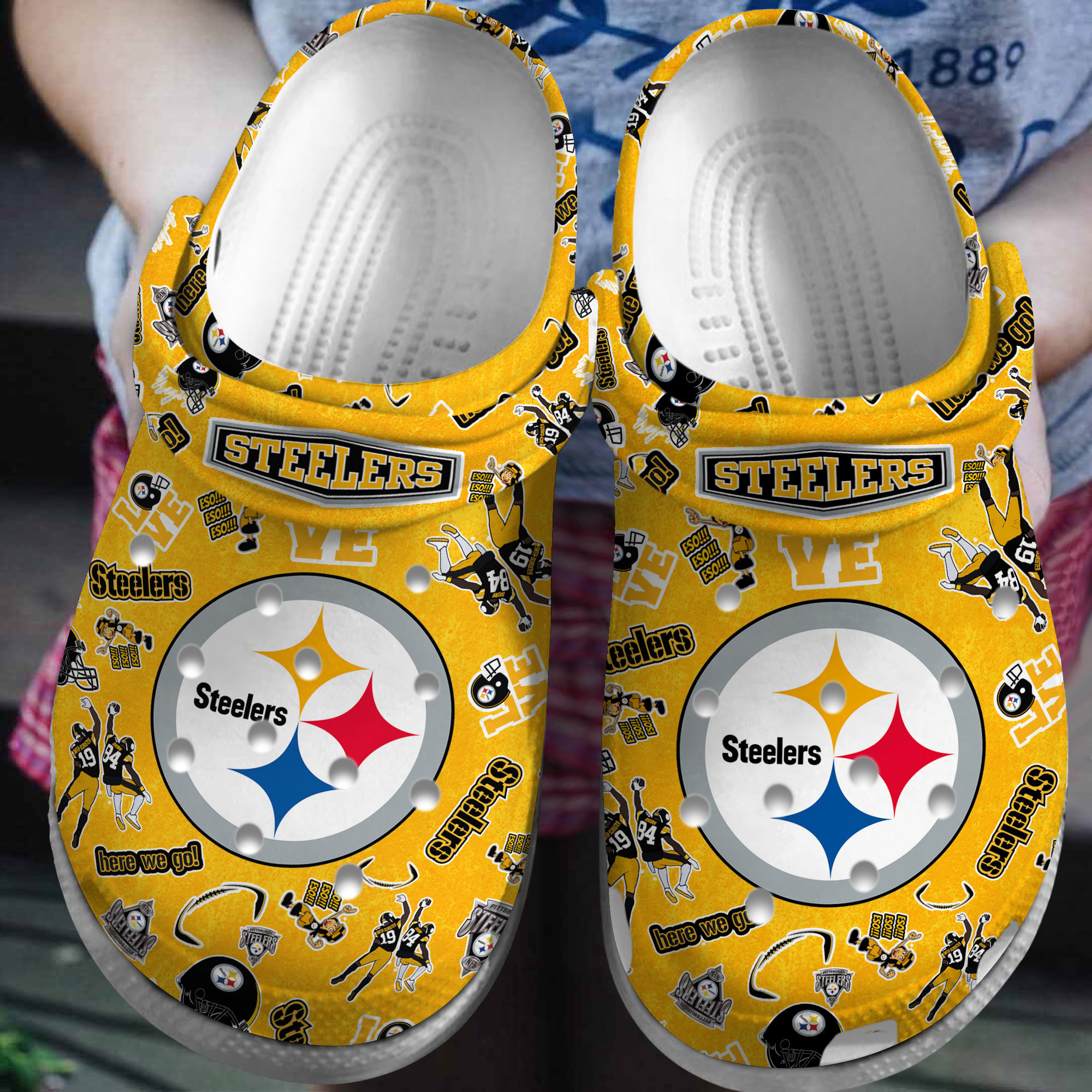Footwearmerch Pittsburgh Steelers NFL Sport Crocs Crocband Clogs Shoes Comfortable For Men Women and Kids