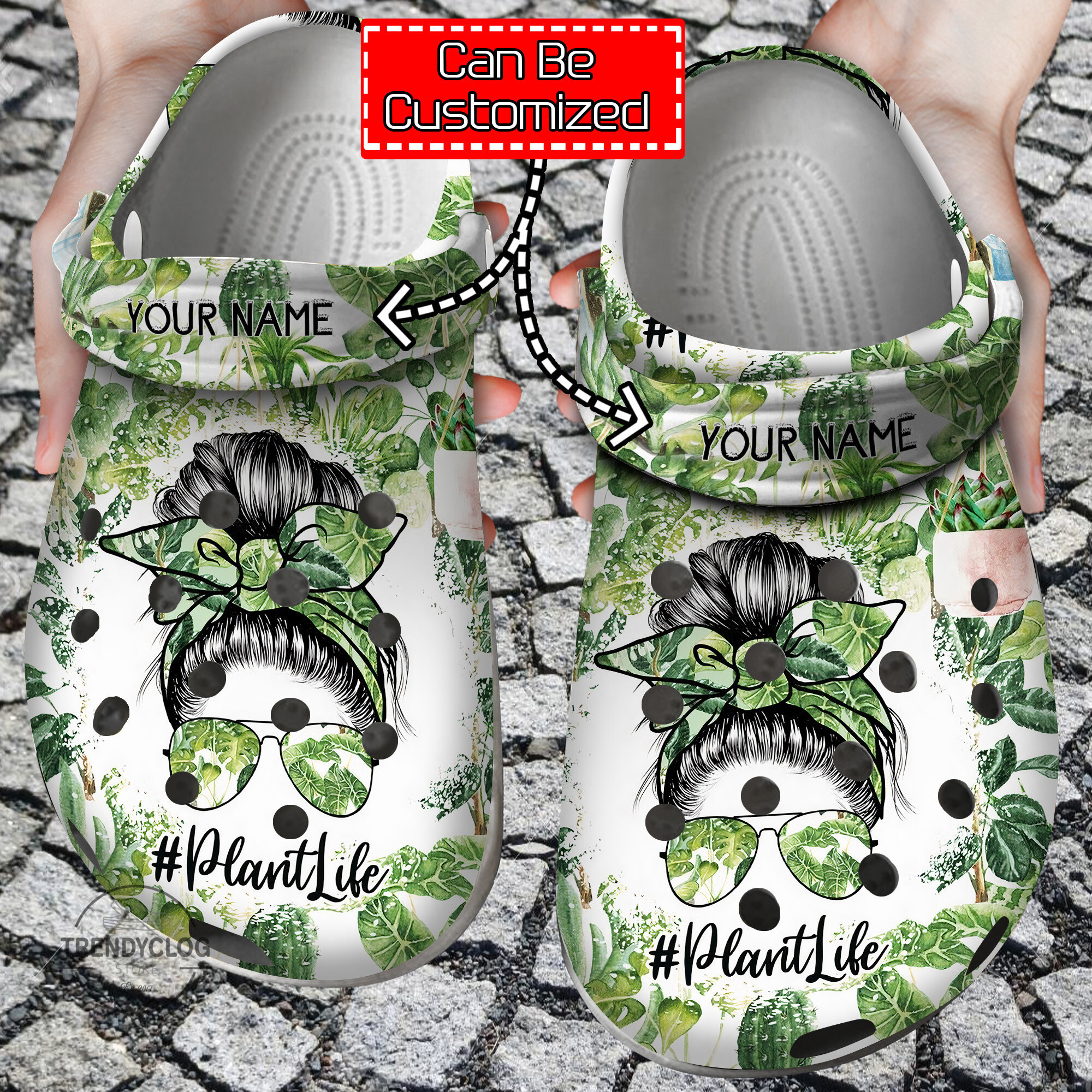 Footwearmerch Plant Personalized Plant Mom Messy Bun Crazy Plant Lady Clog Shoes