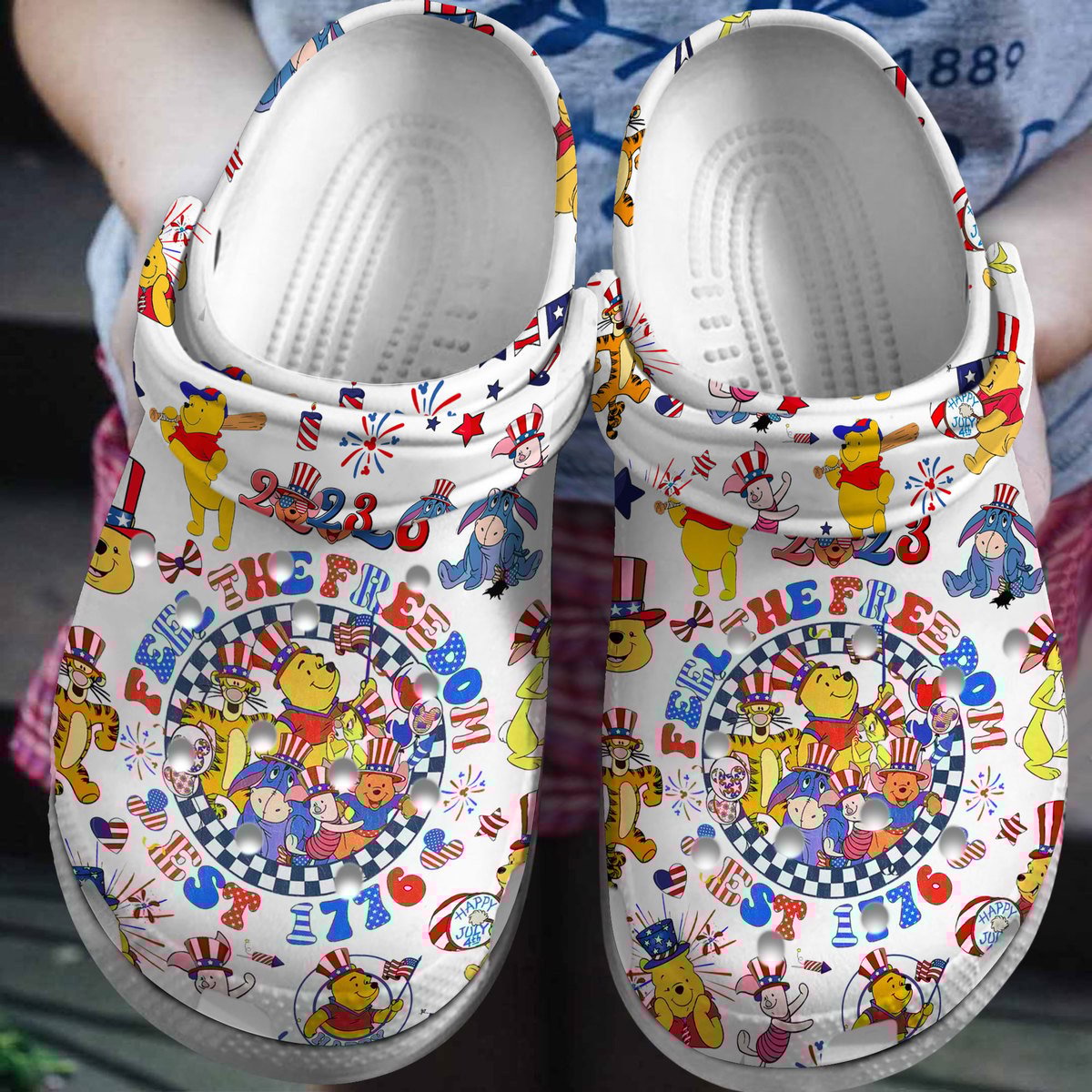Footwearmerch Pooh And Friends Cartoon Crocs Crocband Clogs Shoes Comfortable For Men Women and Kids