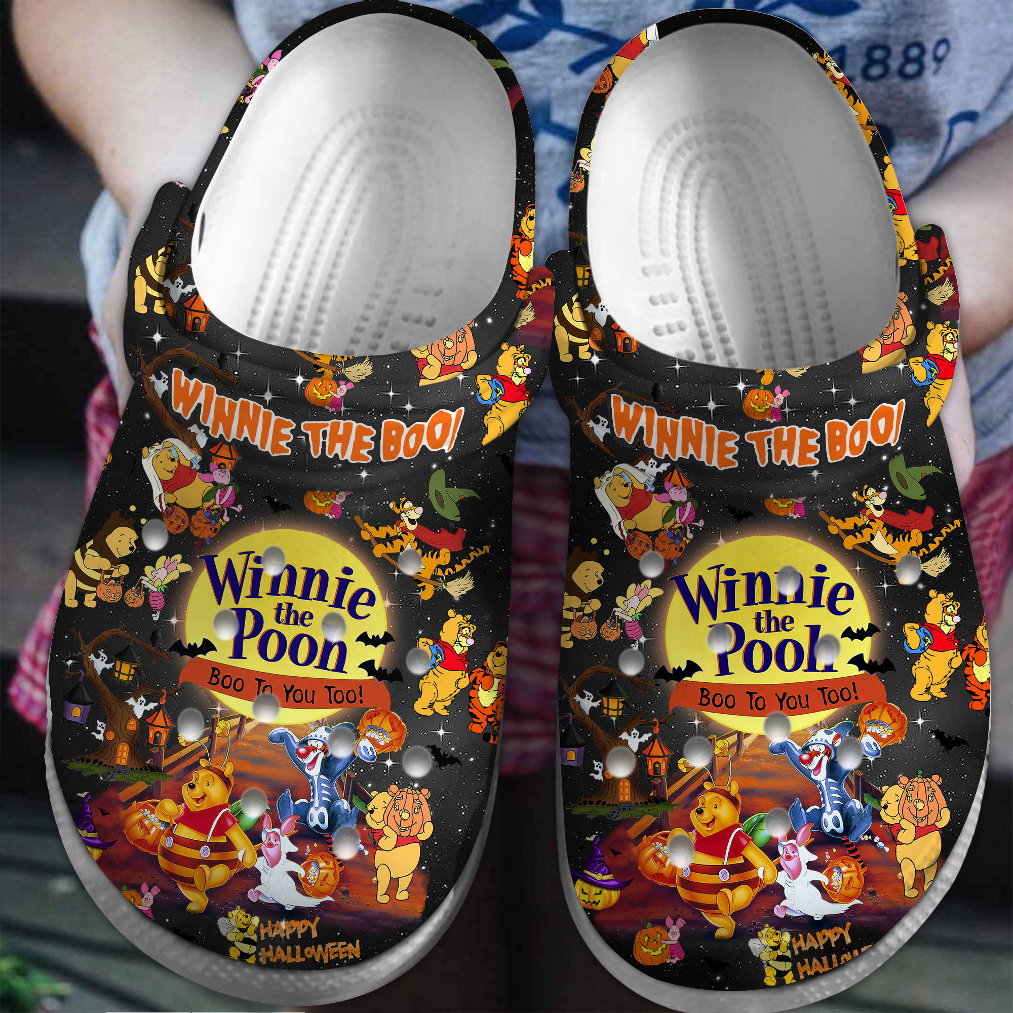 Footwearmerch Pooh And Friends Cartoon Crocs Crocband Clogs Shoes Comfortable For Men Women and Kids