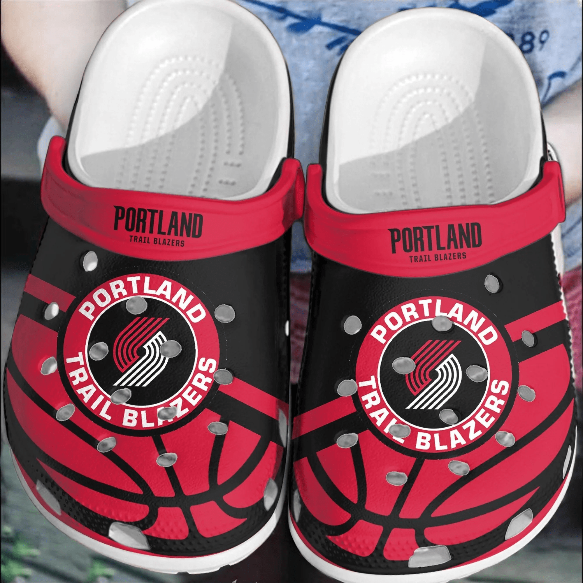 Footwearmerch Portland Trail Blazers Basketball Club Comfortable Clogs Shoes Crocband For Men Women