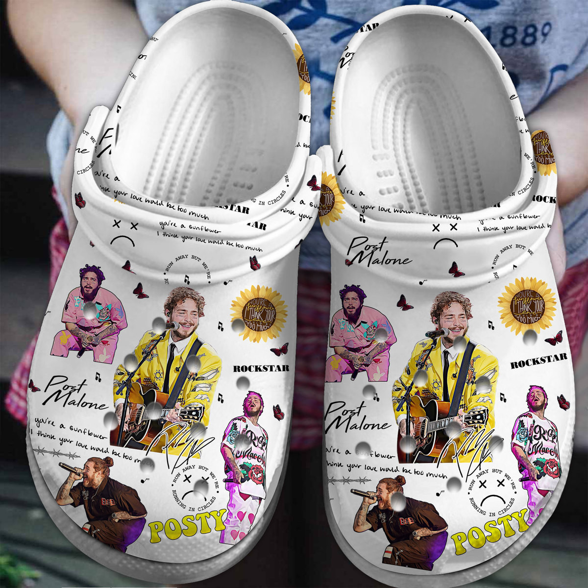 Footwearmerch Post Malone Music Crocs Crocband Clogs Shoes Comfortable For Men Women and Kids