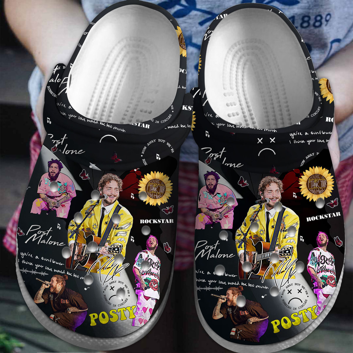 Footwearmerch Post Malone Music Crocs Crocband Clogs Shoes Comfortable For Men Women and Kids