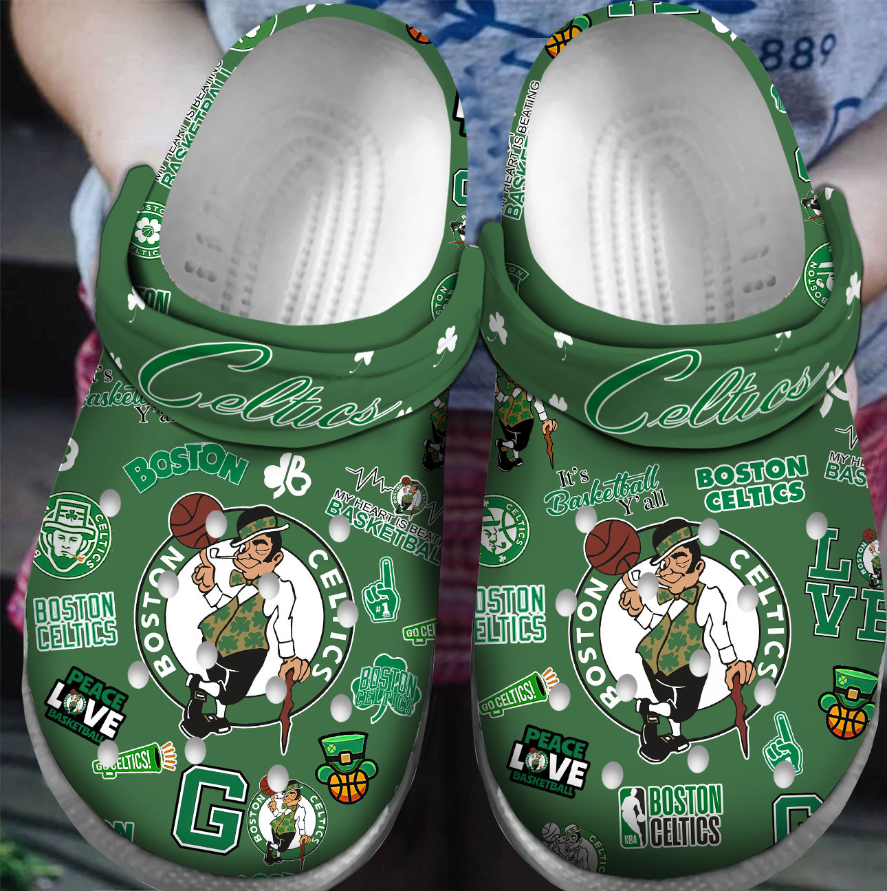 Footwearmerch Premium Boston Celtics NBA Sport Crocs Crocband Clogs Shoes For Men Women and Kids