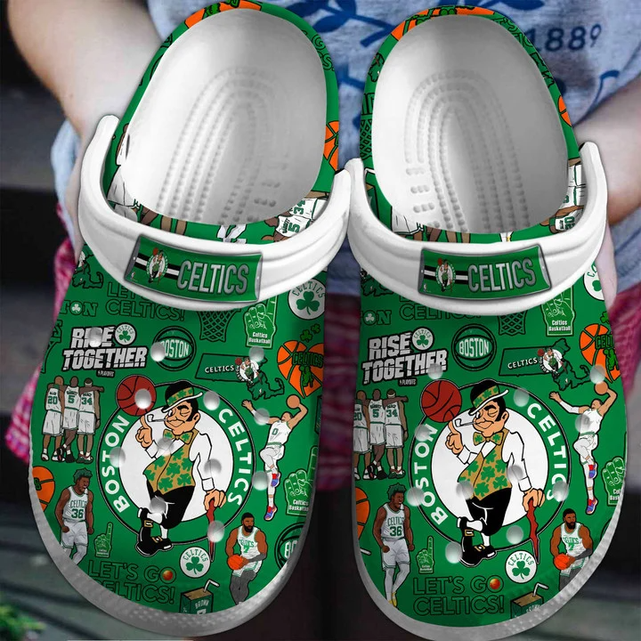 Footwearmerch Premium Boston Celtics NBA Sport Crocs Crocband Clogs Shoes For Men Women and Kids