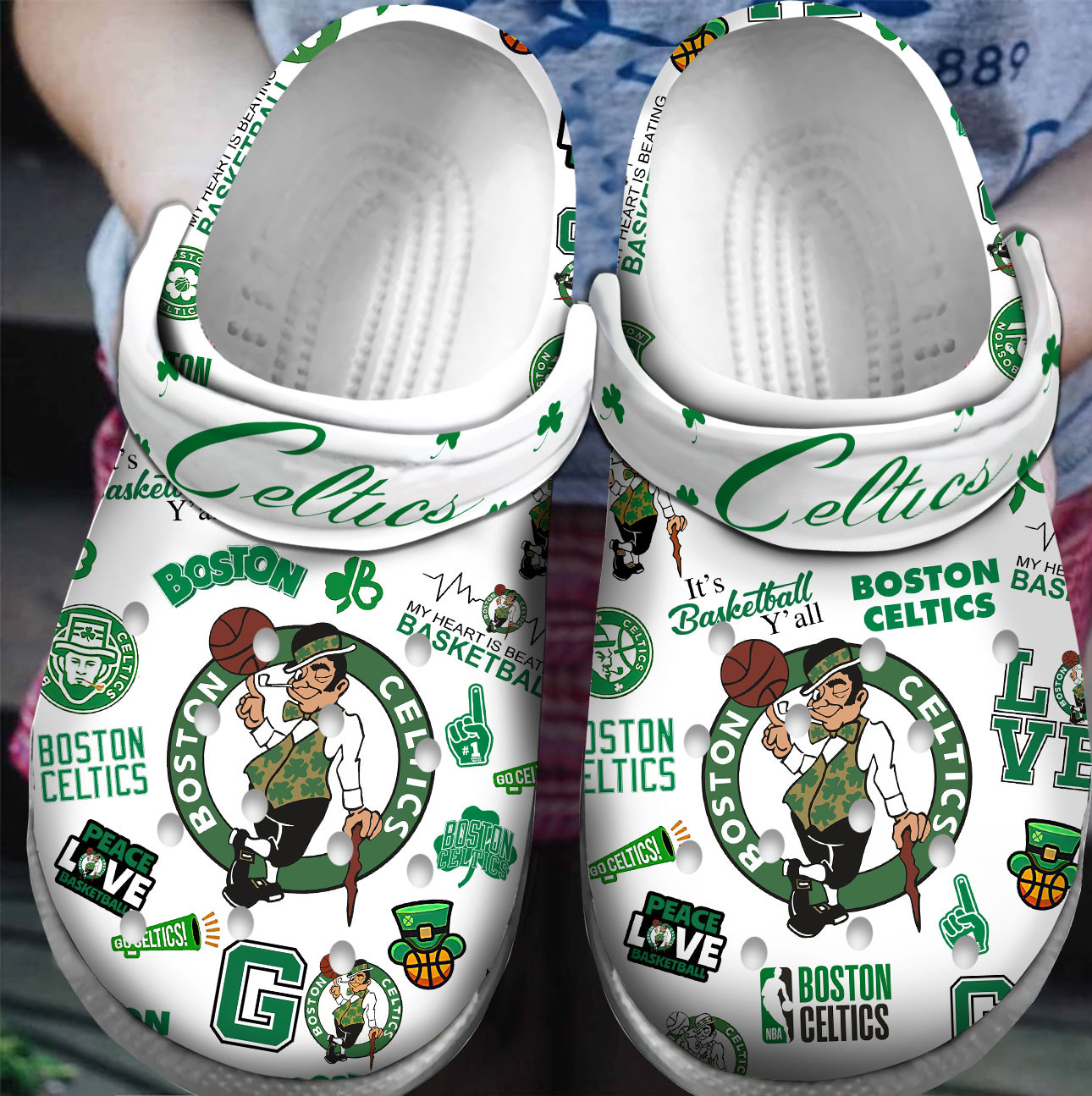 Footwearmerch Premium Boston Celtics NBA Sport Crocs Crocband Clogs Shoes For Men Women and Kids