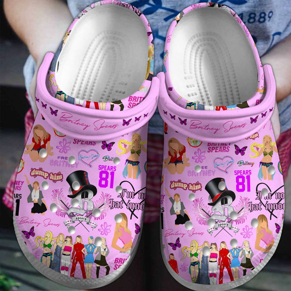 Footwearmerch Britney Spears Music Crocs Crocband Clogs Shoes Comfortable For Men Women and Kids