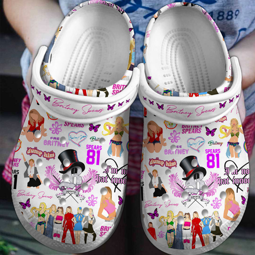 Footwearmerch Britney Spears Music Crocs Crocband Clogs Shoes Comfortable For Men Women and Kids