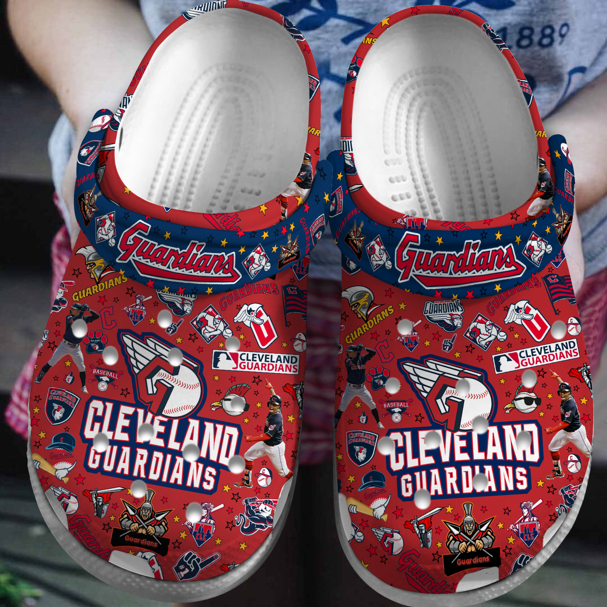 Footwearmerch Premium Cleveland Guardians MLB Sport Crocs Crocband Clogs Shoes For Men Women and Kids