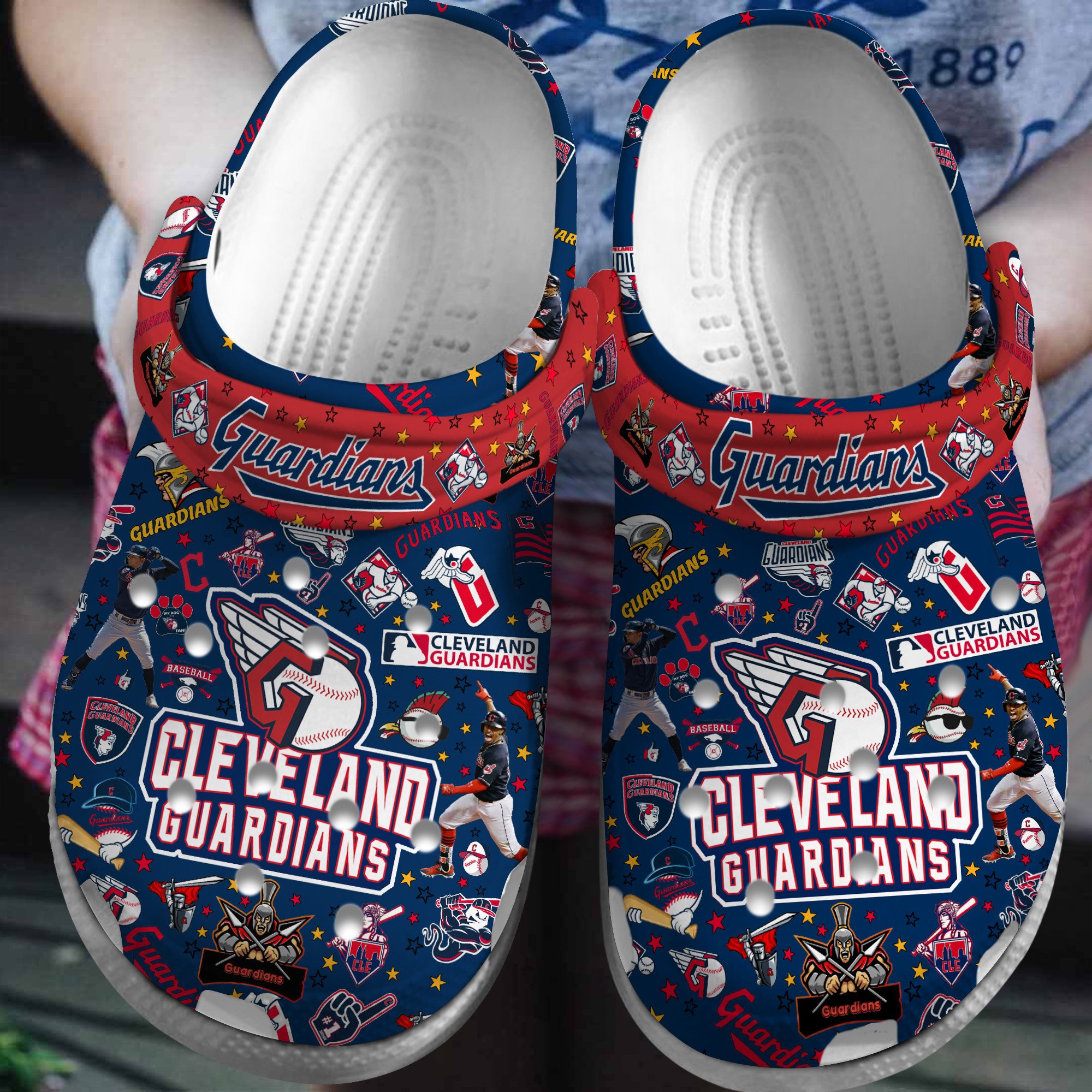 Footwearmerch Premium Cleveland Guardians MLB Sport Crocs Crocband Clogs Shoes For Men Women and Kids