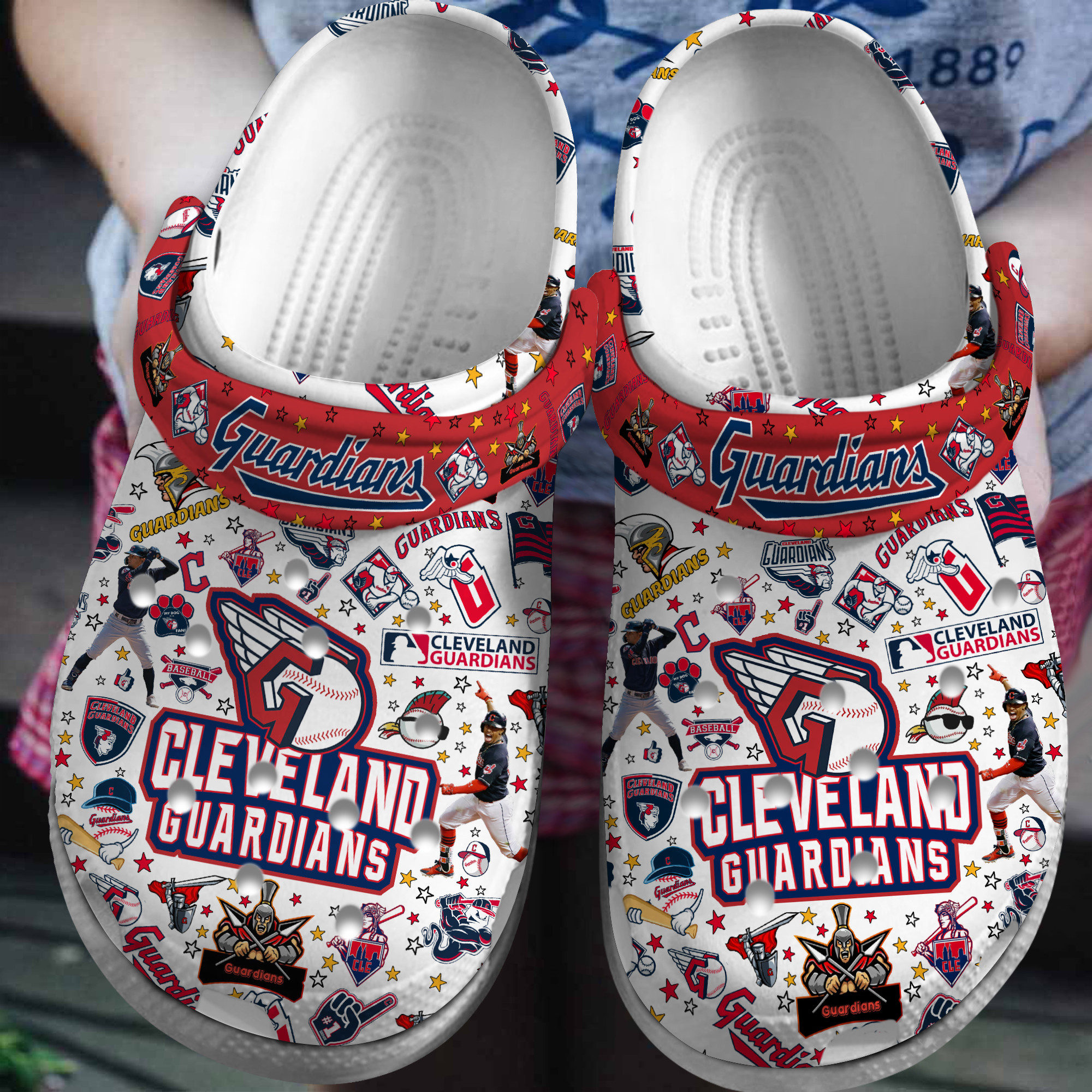 Footwearmerch Premium Cleveland Guardians MLB Sport Crocs Crocband Clogs Shoes For Men Women and Kids