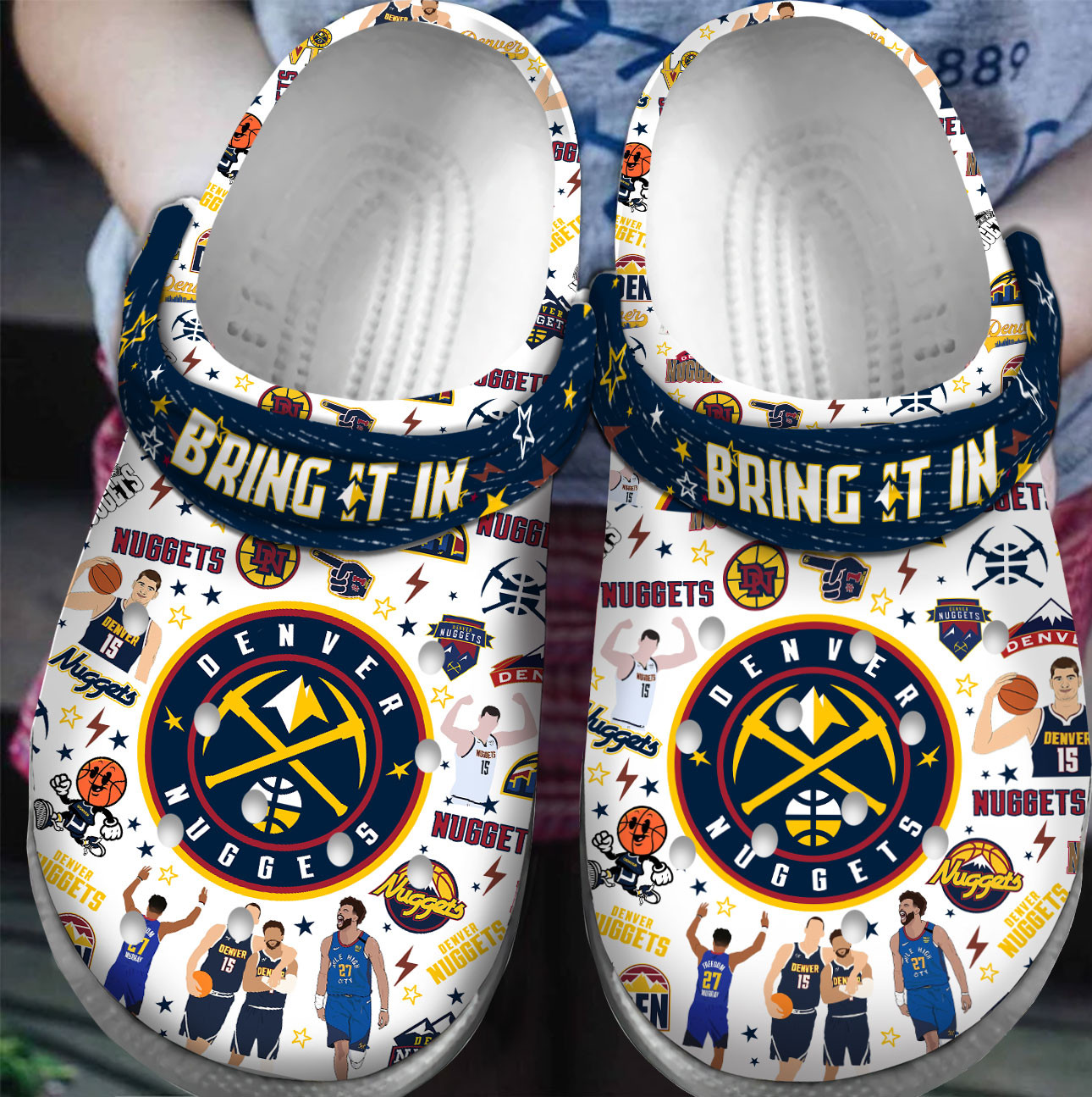 Footwearmerch Premium Denver Nuggets NBA Sport Crocs Crocband Clogs Shoes For Men Women and Kids
