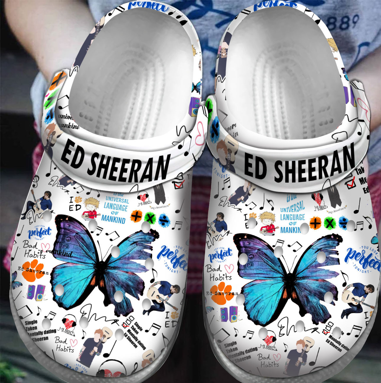 Footwearmerch Premium Ed Sheeran Music Crocs Crocband Clogs Shoes For Men Women and Kids