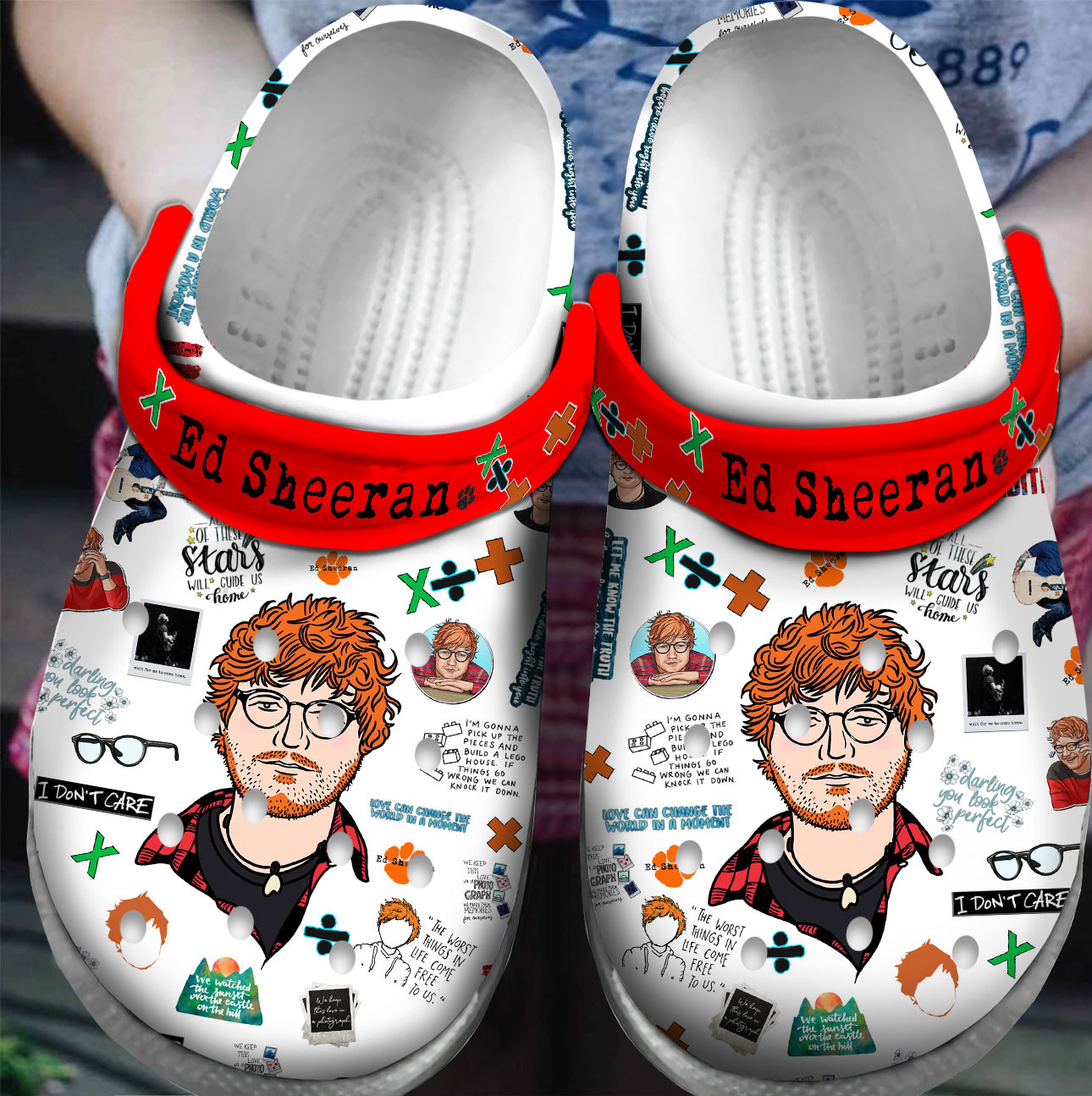 Footwearmerch Premium Ed Sheeran Singer Music Crocs Crocband Clogs Shoes For Men Women and Kids