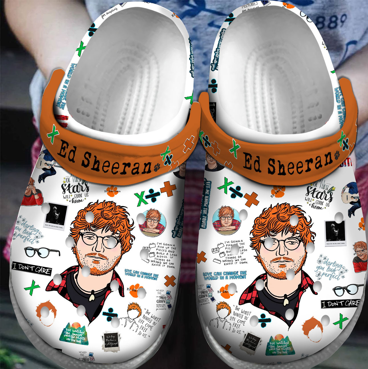 Footwearmerch Premium Ed Sheeran Singer Music Crocs Crocband Clogs Shoes For Men Women and Kids