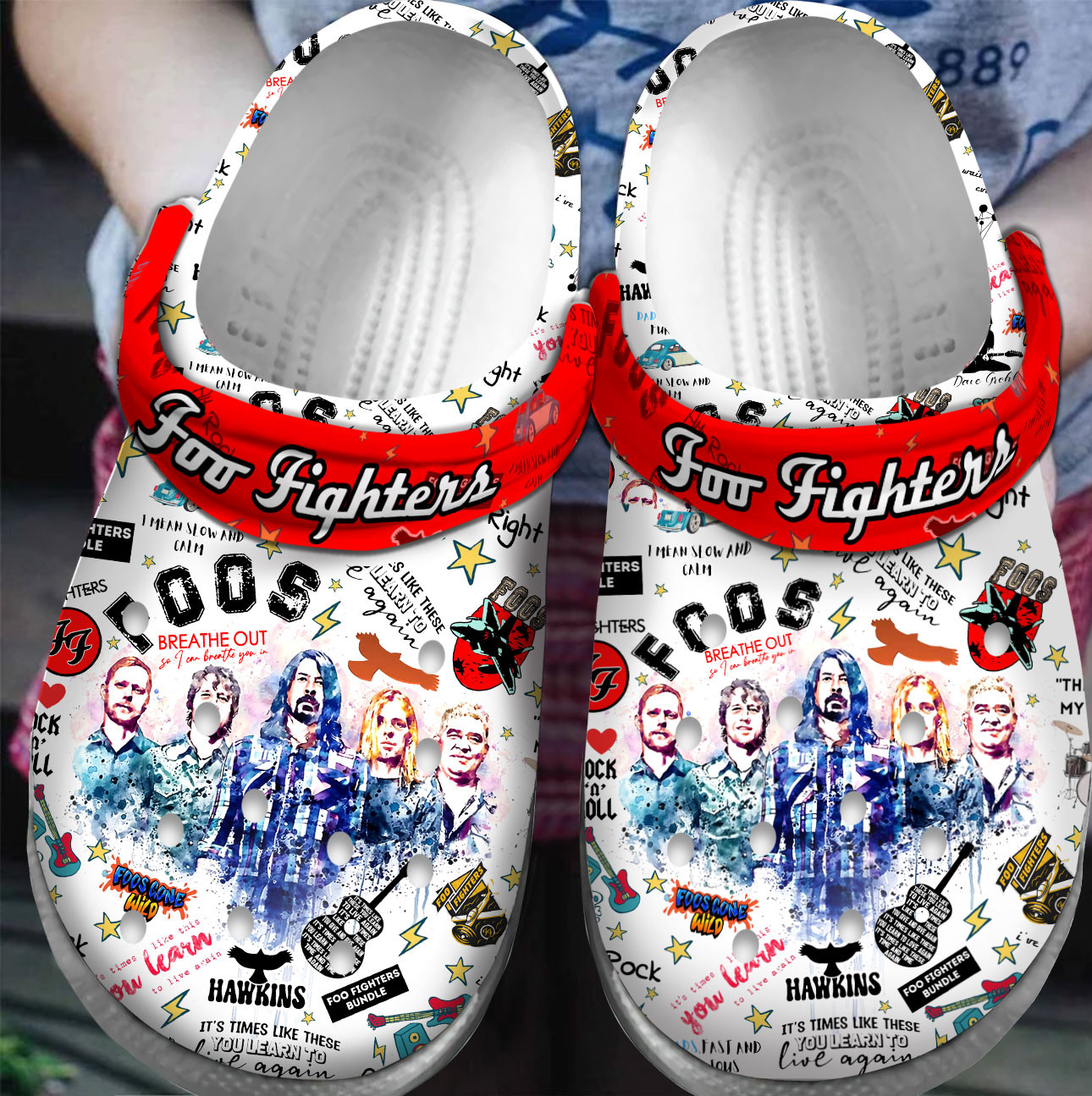 Footwearmerch Premium Foo Fighters Music Crocs Crocband Clogs Shoes For Men Women and Kids