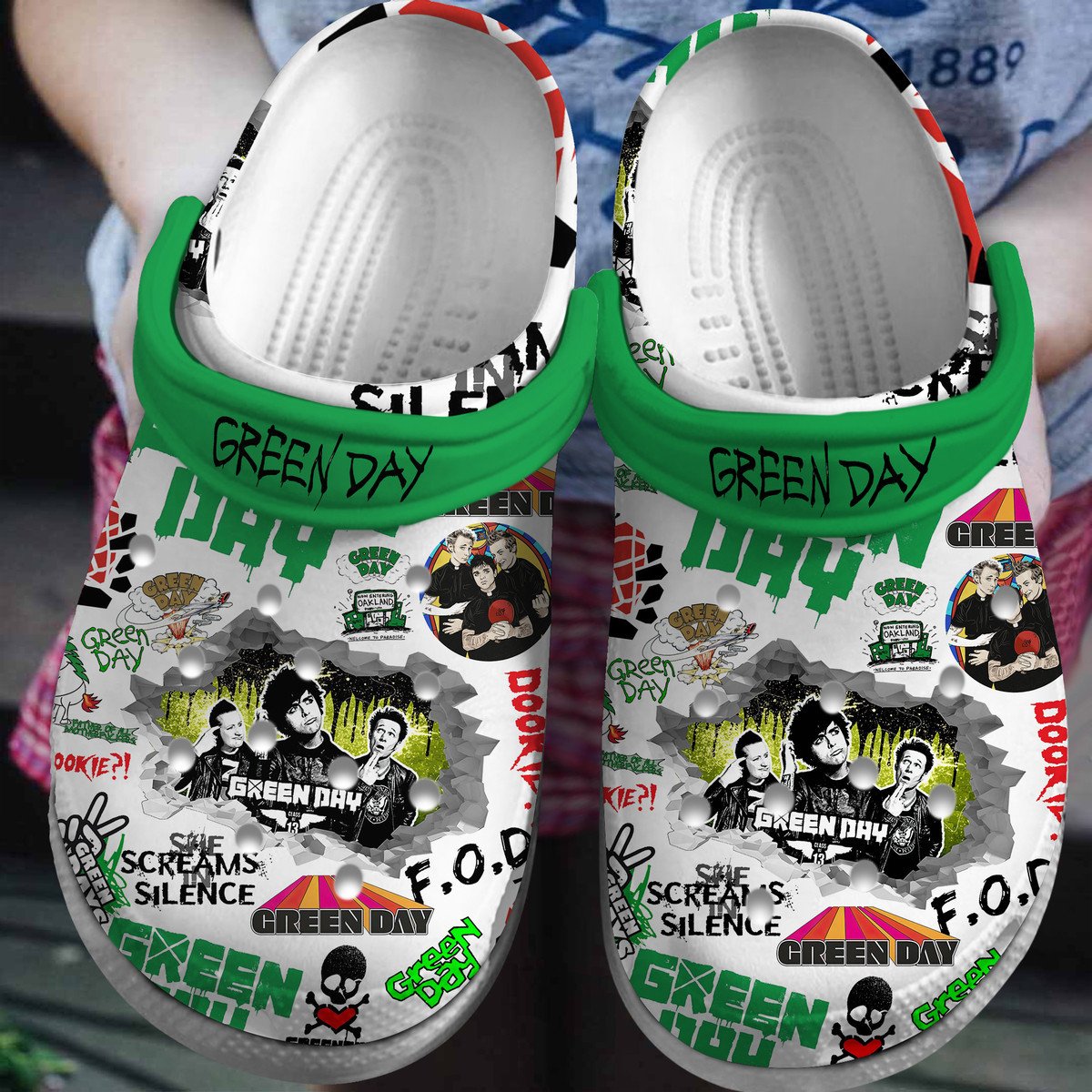 Footwearmerch Green Day Music Crocs Crocband Clogs Shoes Comfortable For Men Women and Kids