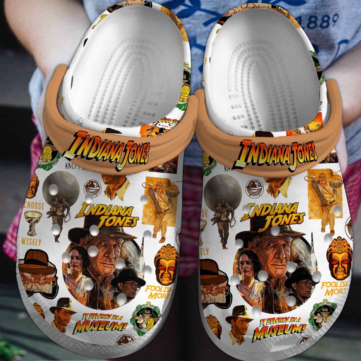 Footwearmerch Indiana Jones Movie Crocs Crocband Clogs Shoes Comfortable For Men Women and Kids