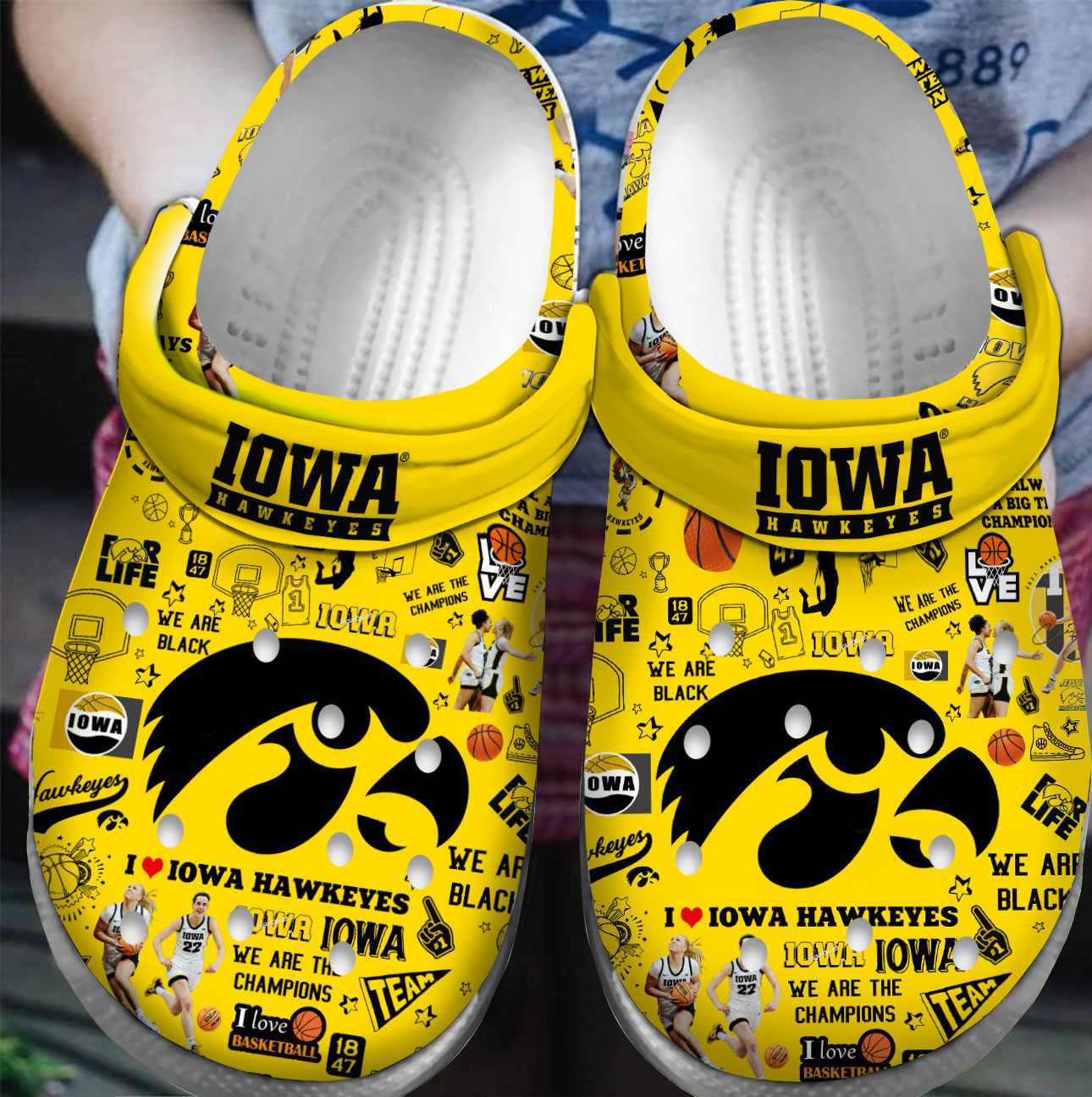 Footwearmerch Premium Iowa Hawkeyes NCAA Sport Crocs Crocband Clogs Shoes For Men Women and Kids