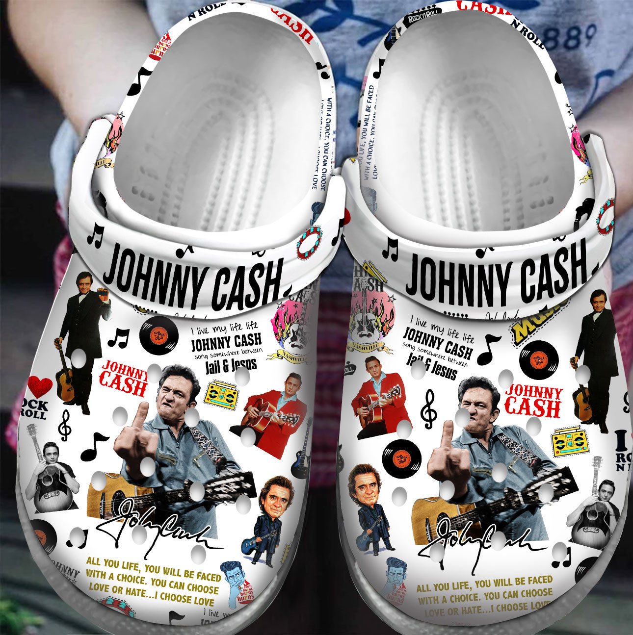 Footwearmerch Premium Johnny Cash Music Crocs Crocband Clogs Shoes For Men Women and Kids