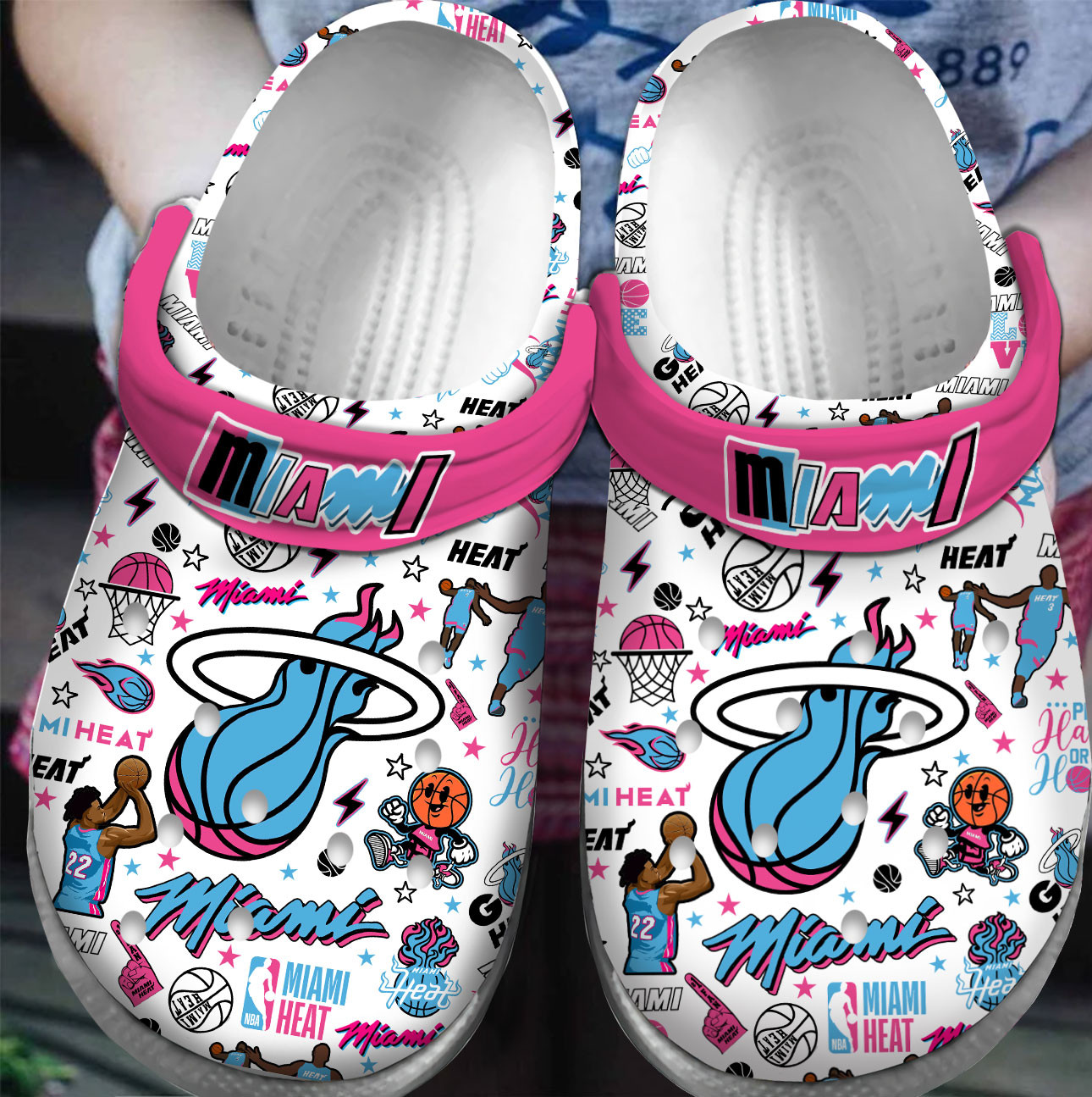 Footwearmerch Premium Miami Heat NBA Sport Crocs Crocband Clogs Shoes For Men Women and Kids