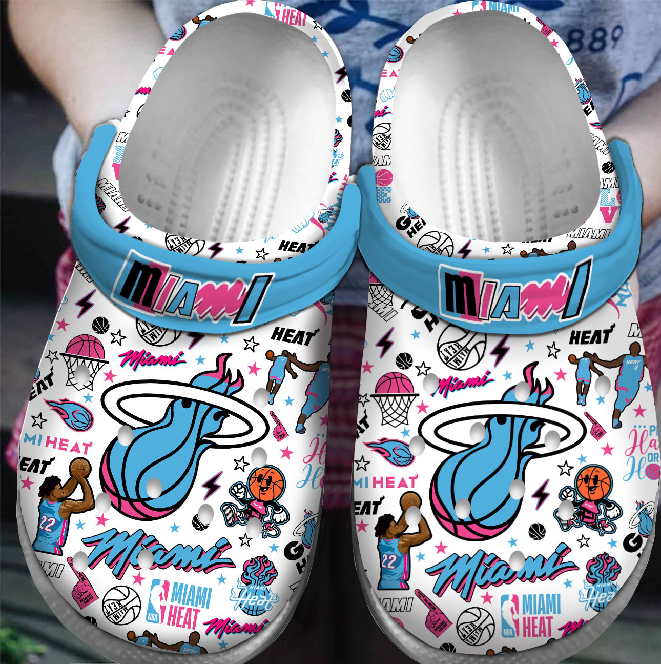 Footwearmerch Premium Miami Heat NBA Sport Crocs Crocband Clogs Shoes For Men Women and Kids