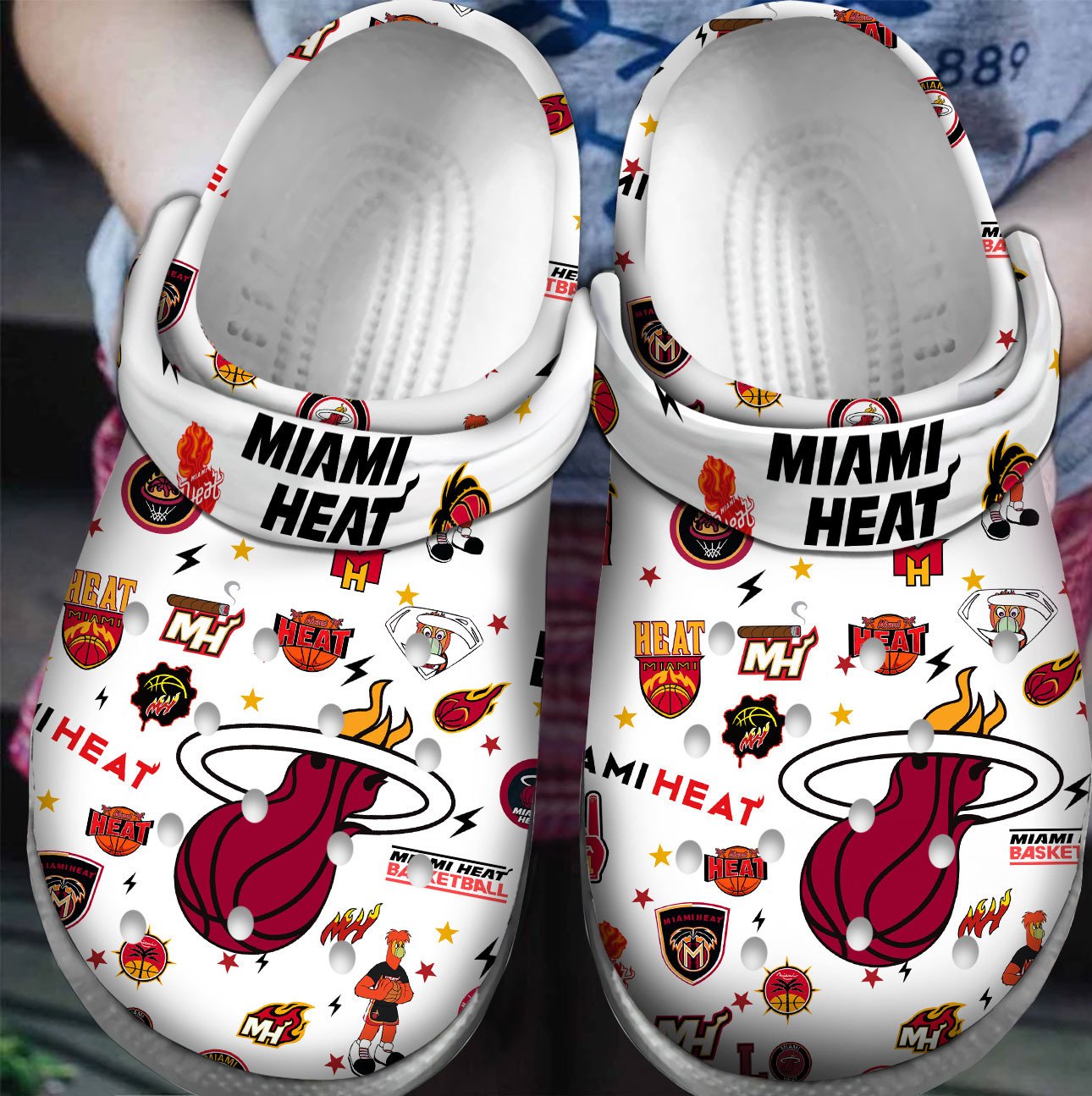 Footwearmerch Premium Miami Heat NBA Sport Crocs Crocband Clogs Shoes For Men Women and Kids