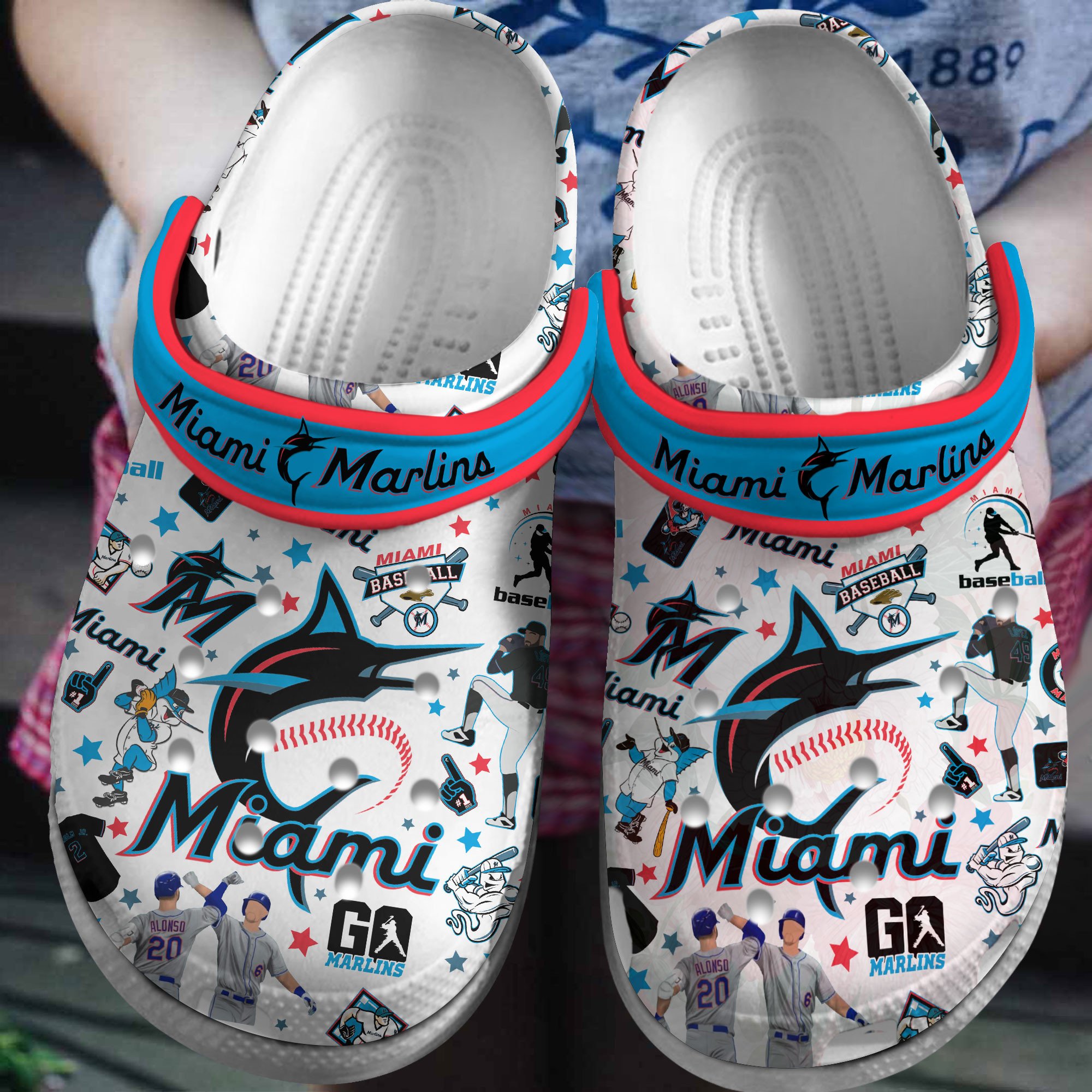 Footwearmerch Premium Miami Marlins MLB Sport Crocs Crocband Clogs Shoes For Men Women and Kids