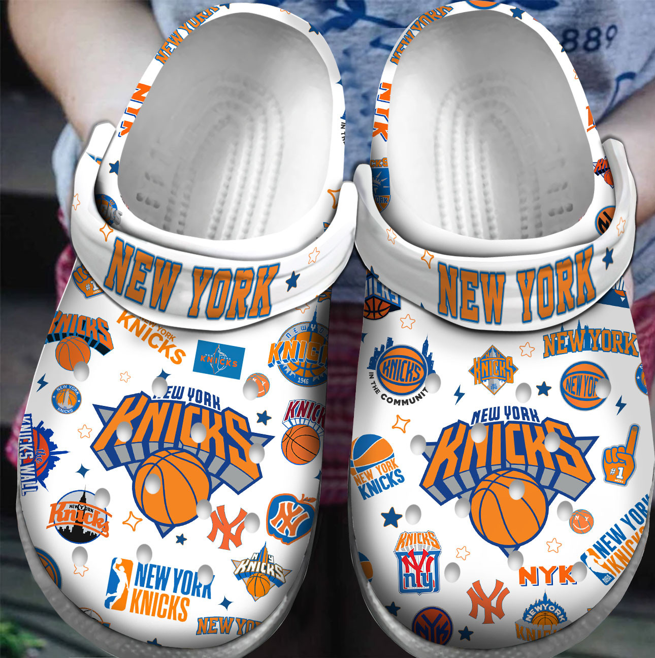 Footwearmerch Premium New York Knicks NBA Sport Crocs Crocband Clogs Shoes For Men Women and Kids