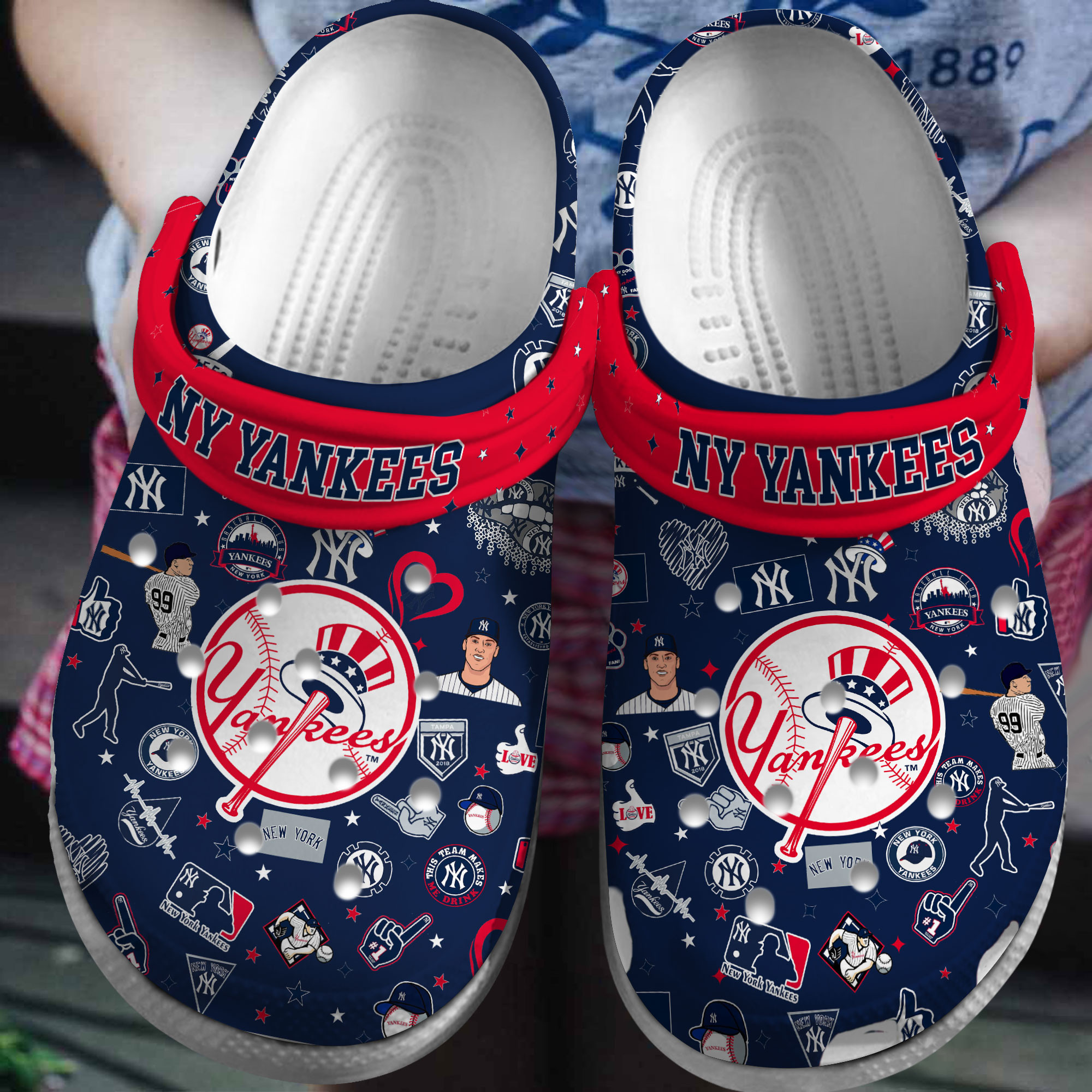 Footwearmerch Premium New York Yankees MLB Sport Crocs Crocband Clogs Shoes For Men Women and Kids